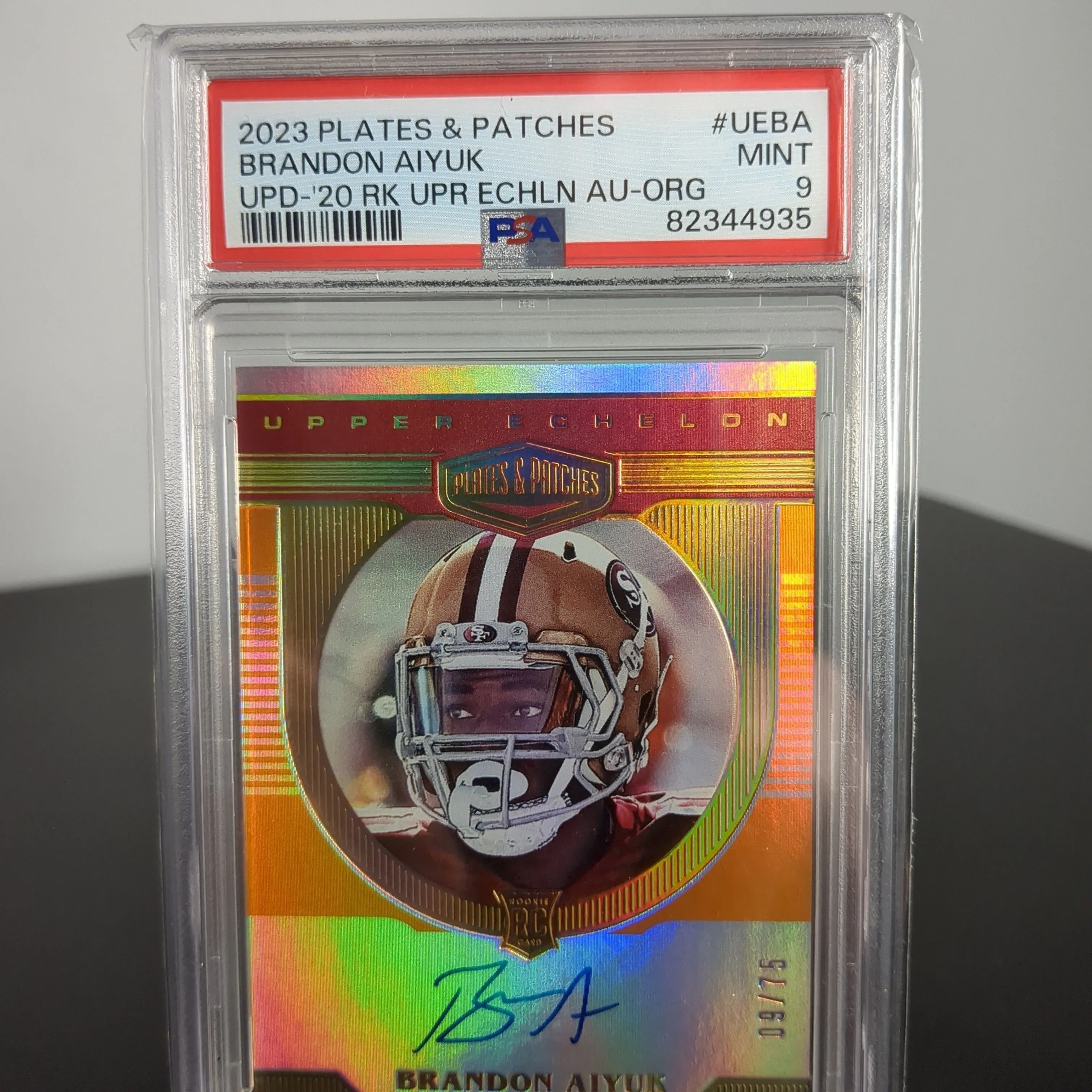 Product image for 2023 Panini Plates & Patches Update Brandon Aiyuk UEBA Upd-'20 Rk Upr Echln Au-Org PSA MINT 9