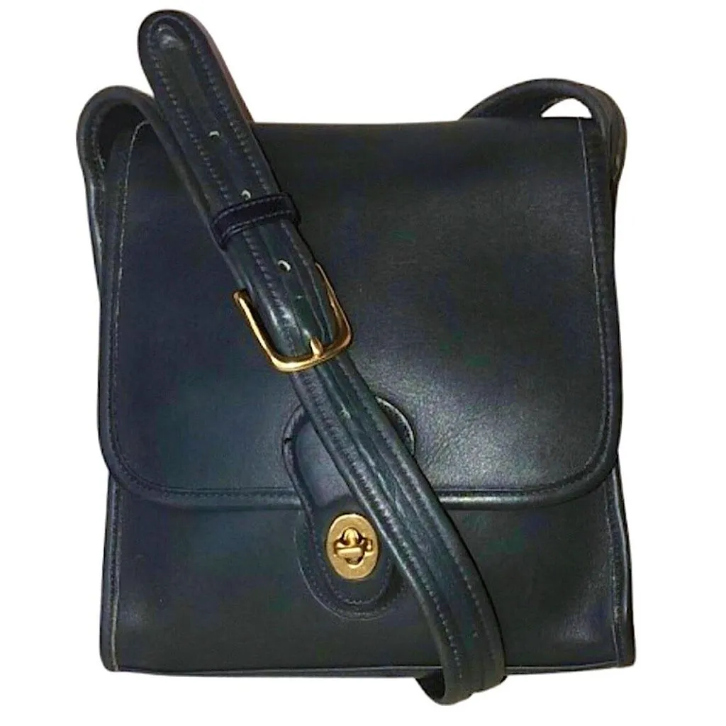 Product image for Vintage COACH Shelburne Navy Blue Glove Tanned Leather Shoulder Bag USA 9038