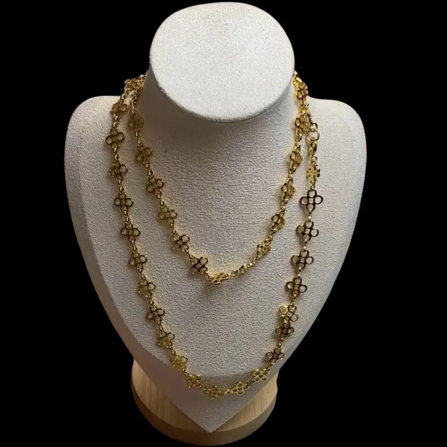 Product image for NEW Auth. Tory Burch Mini Clover Necklace in Gold; Length 32” Brand new with Tag