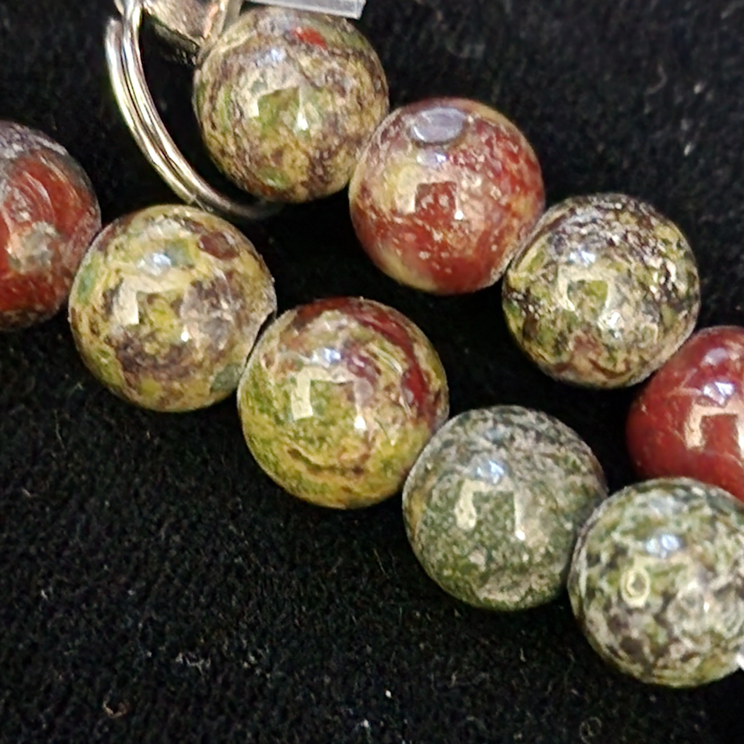 Product image for #15J: Dragons Blood Jasper Round Beads, Large Hole, 8mm