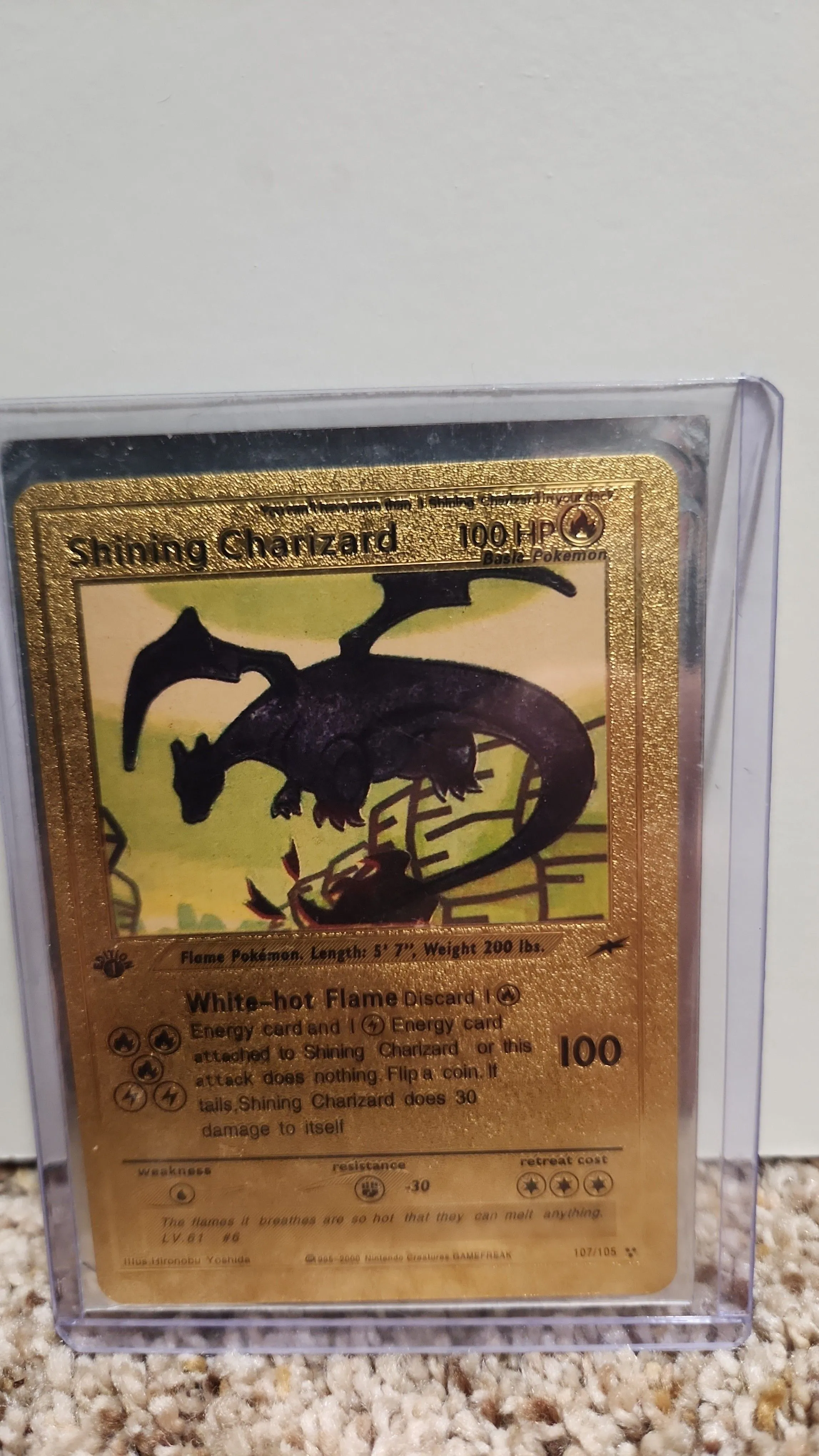 pokemon shining charizard gold card Gold Charizard 1st Edition Pokemon Card - Rare Collector Glossy Card main image 1