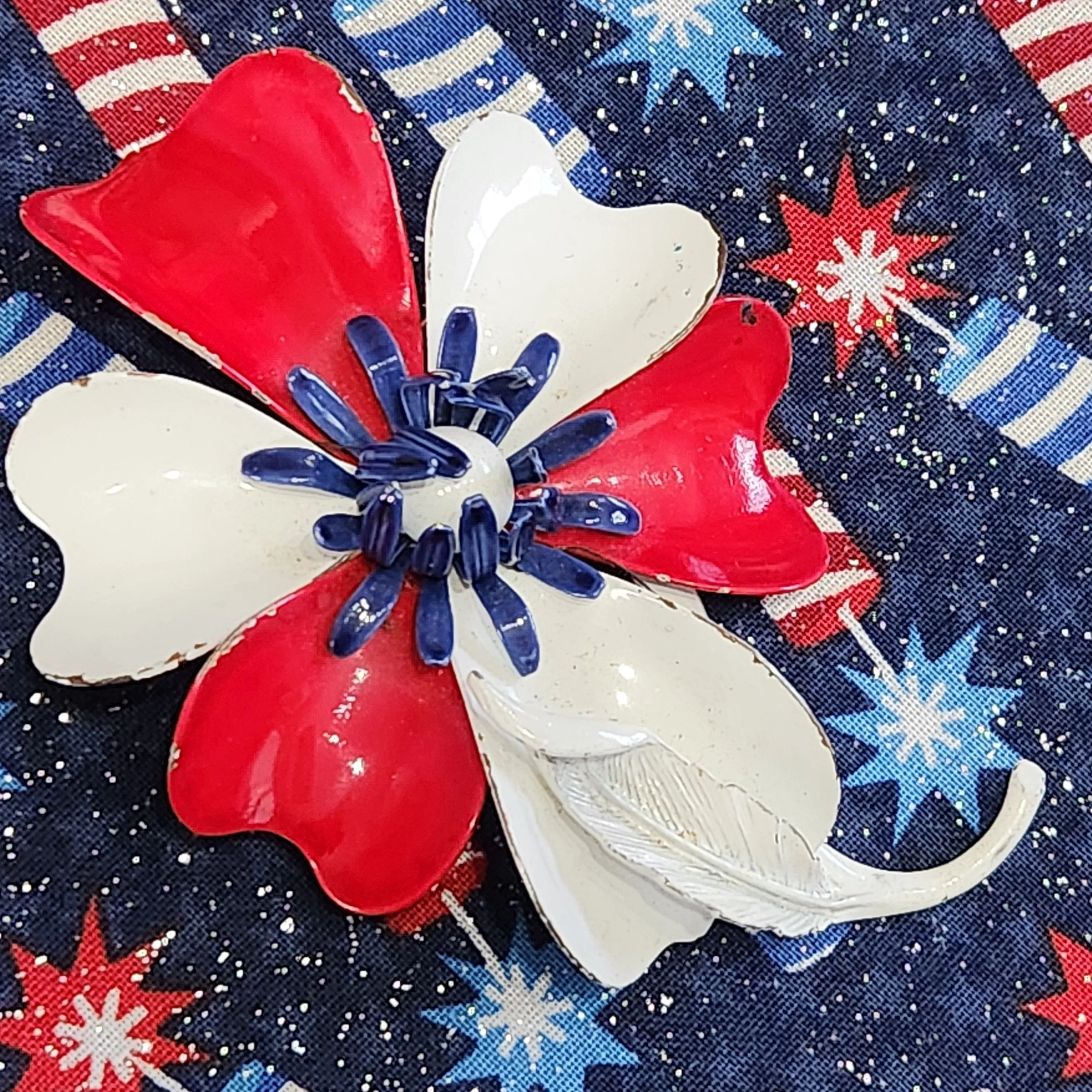 Product image for Enamel flower 4th of July Brooch
