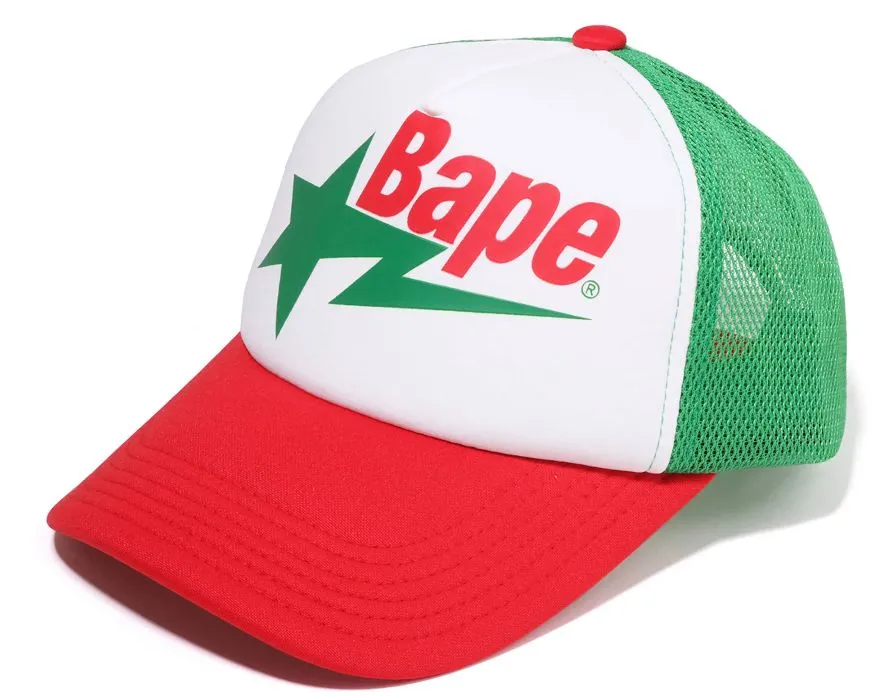 Product image for Headgear - Bape Sta Logo Trucker Hat Green/White/Red