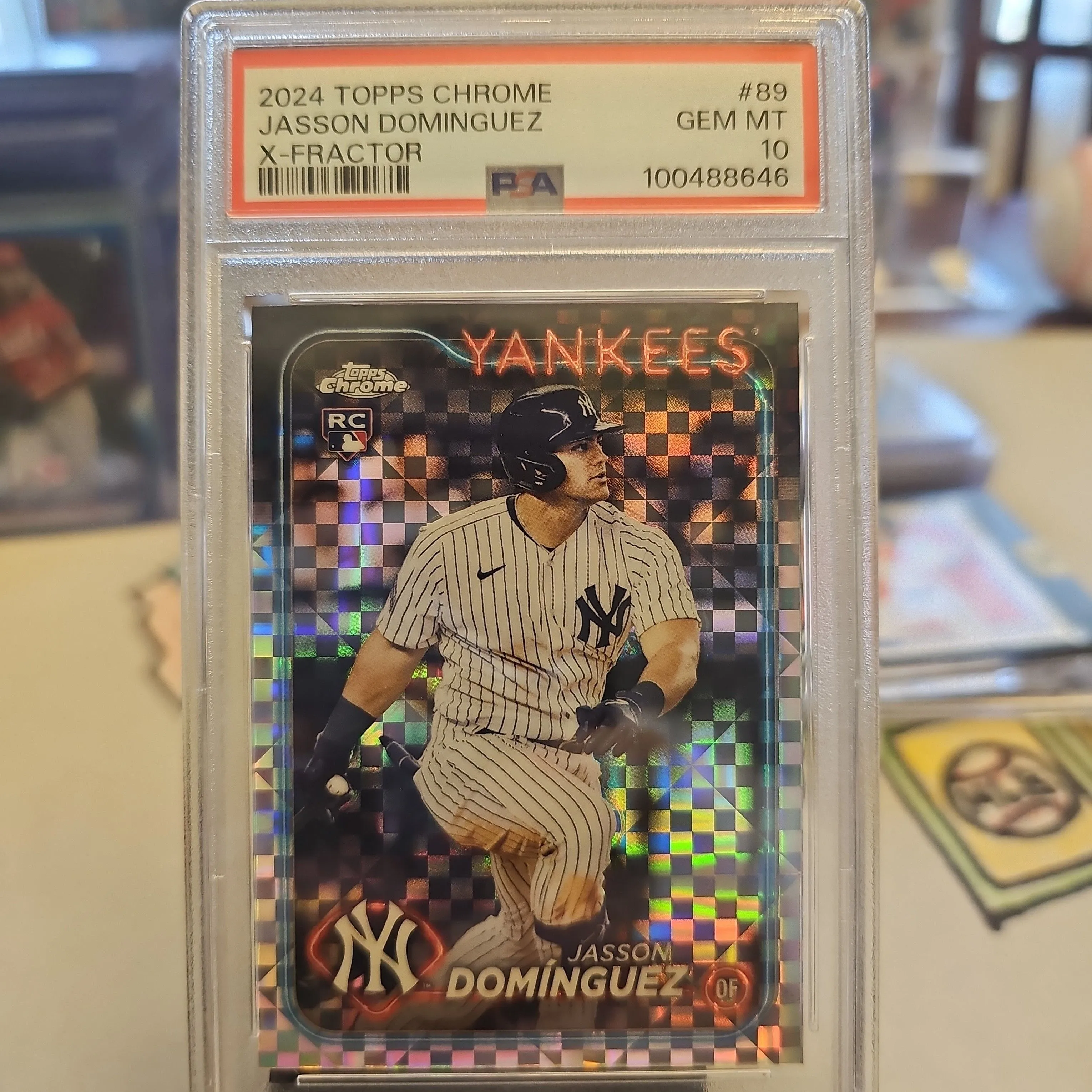 Product image for Jasson Dominguez - PSA 10 X-Fractor RC 2024 Topps Chrome - Yankees