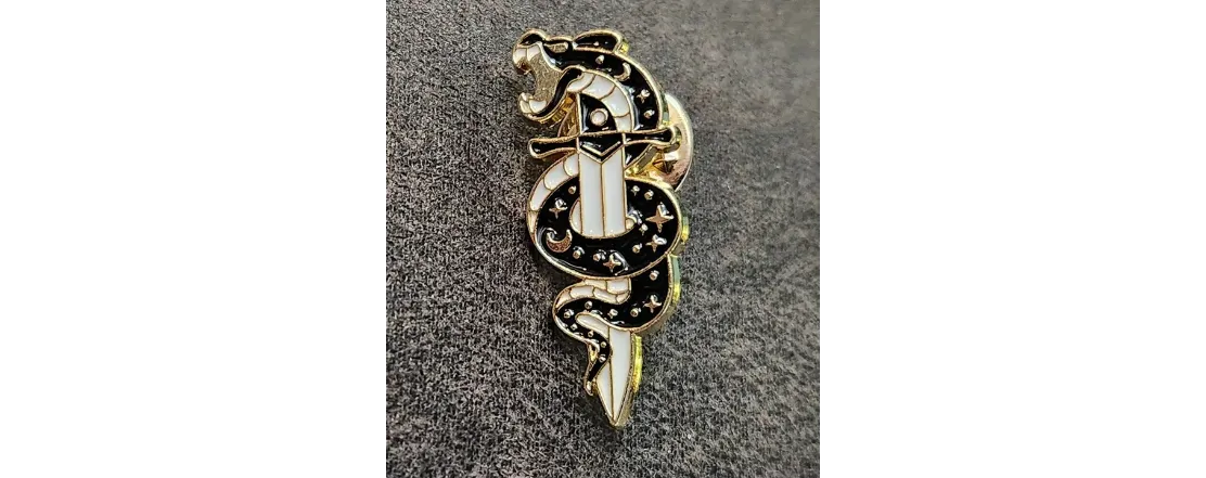 Product image for Snake Wrapped Around Sword Enamel Pin  