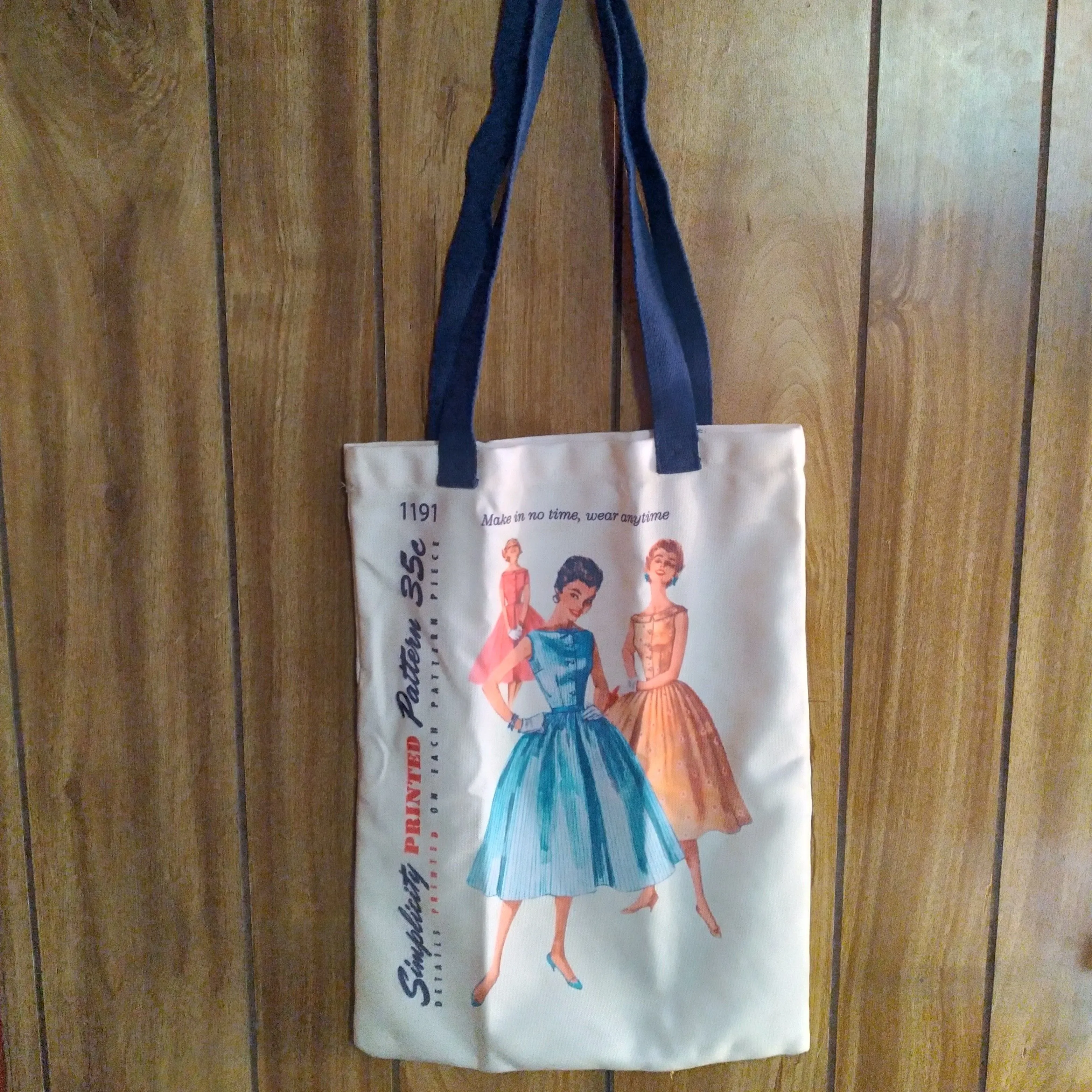 Product image for #216 Simplicity Vintage Fashion 1950's ''Make in No Time'' Shoulder Tote Bag, 12.75''
