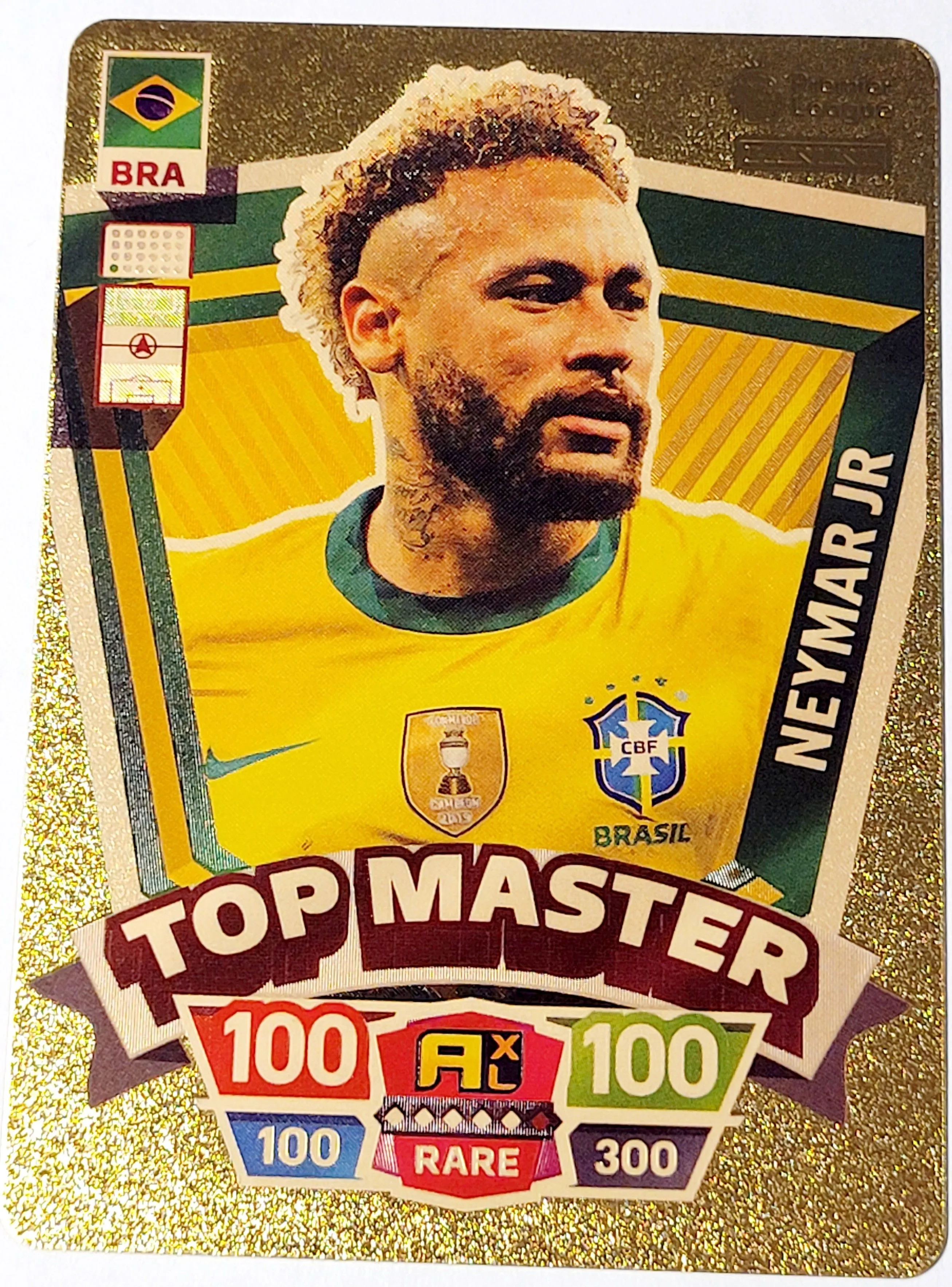 Product image for 2022 Neymar Jr. Panini World Soccer Stars Top Master Plastic Gold Color Card Near Mint Condition. Th