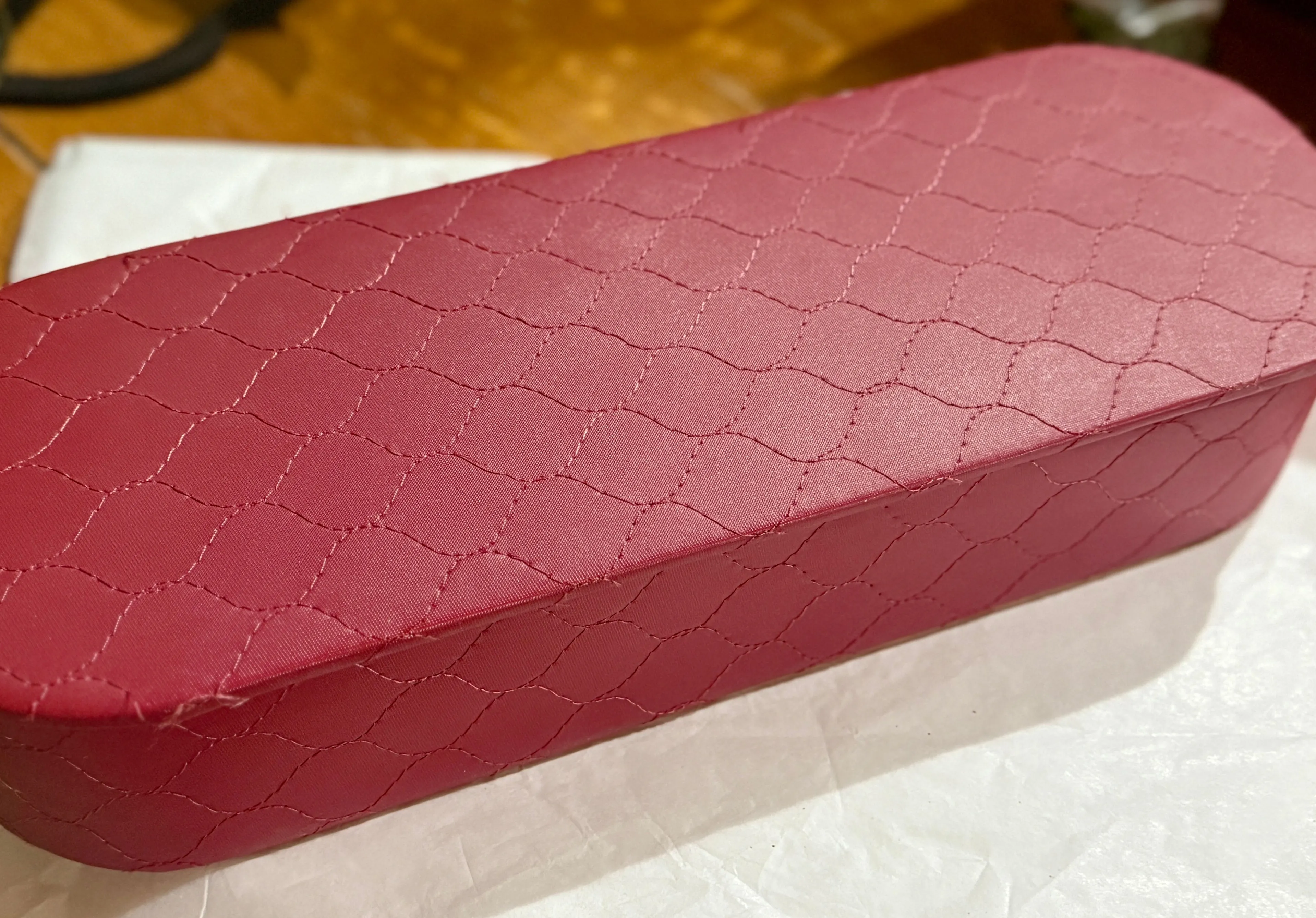 Product image for 1940s-50s Glove Box, Maroon, Quilted Pattern