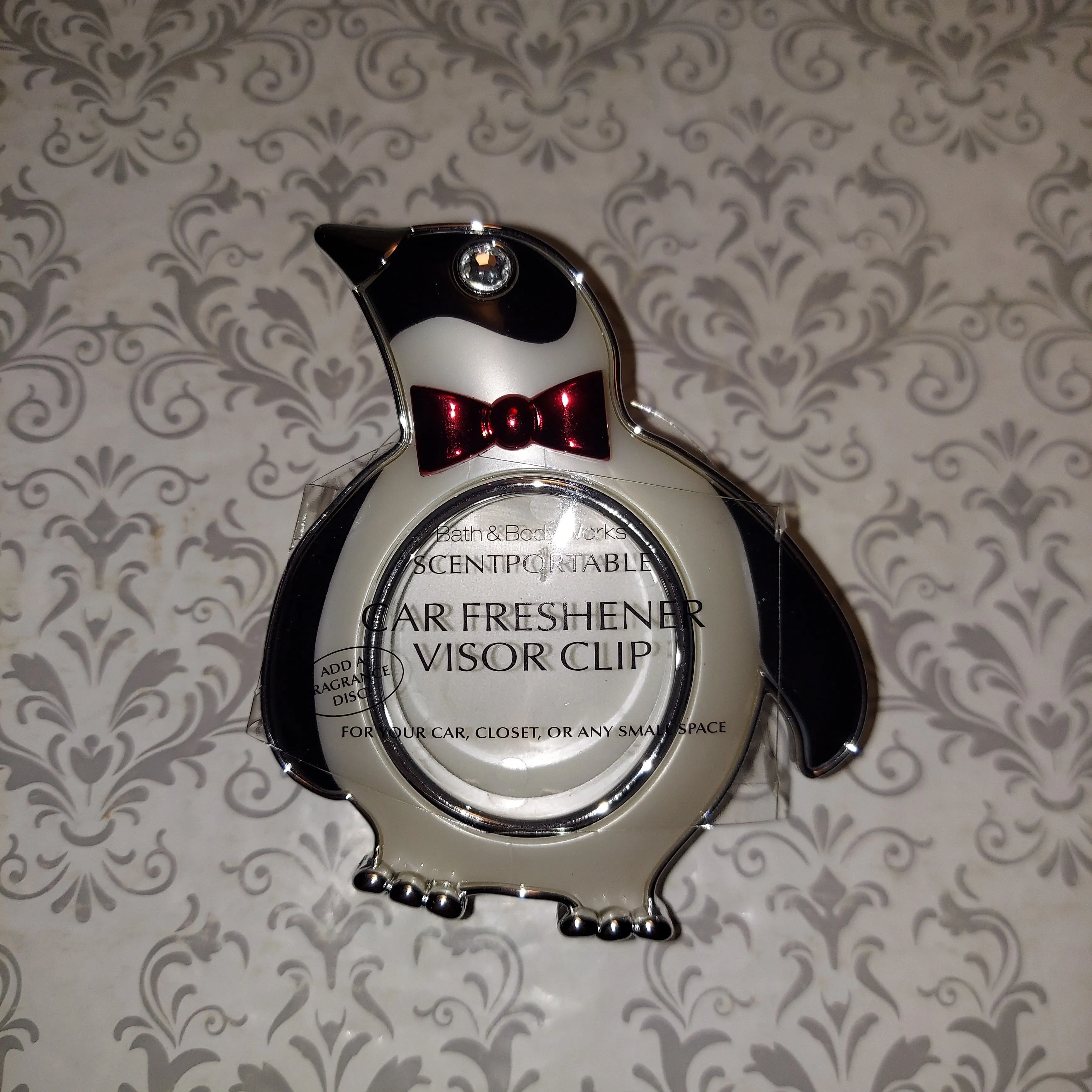 Product image for Bath & Body Works Tuxedo Penguin Scentportable Car Freshener Visor Clip 