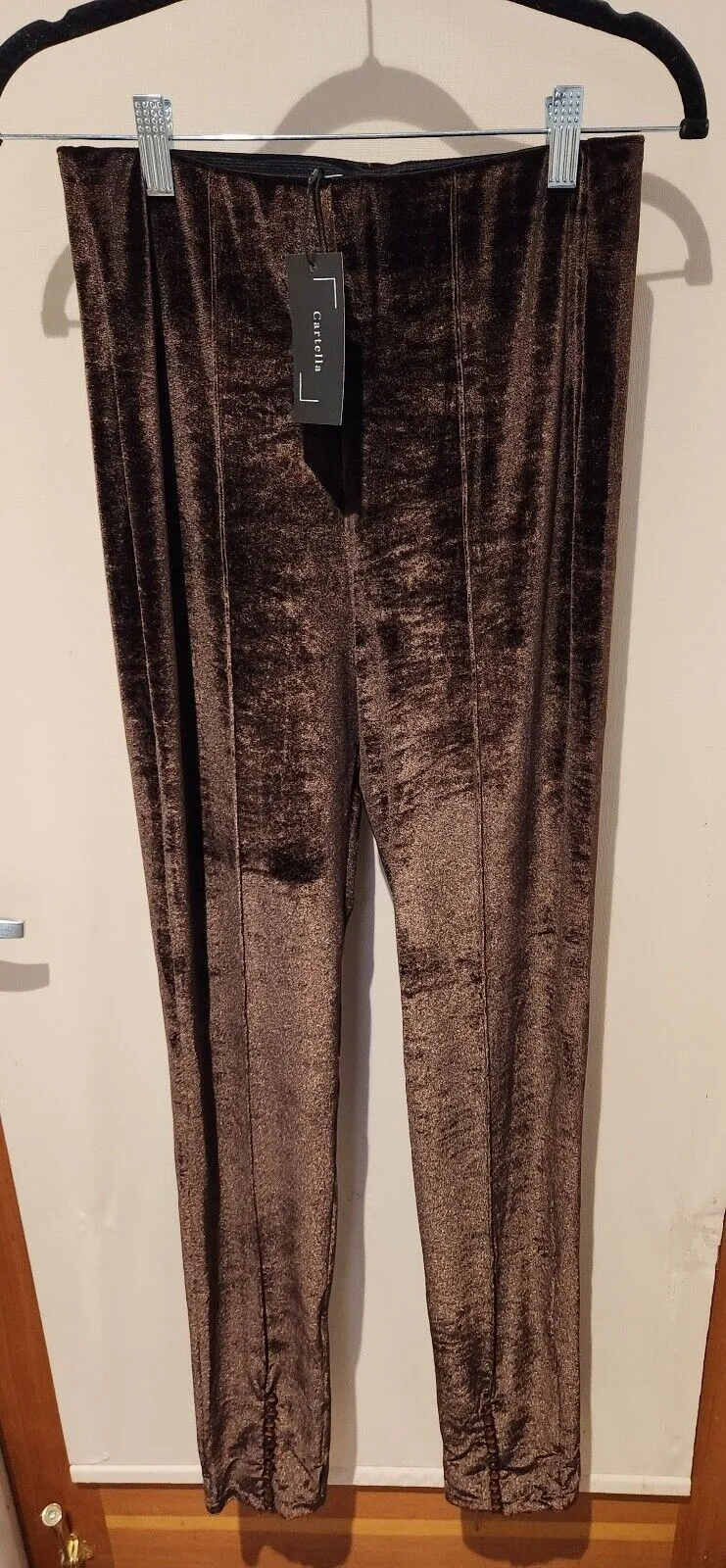 Product image for Cartella Whitney High Waisted Skinny Pants Velour Brown -  Women's Size M- NWT!