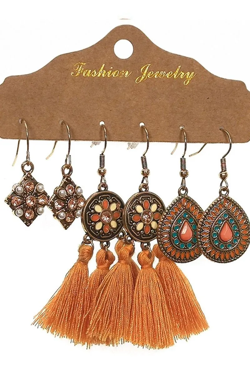 Product image for Tassel Feather Western Earring Set - Terracotta