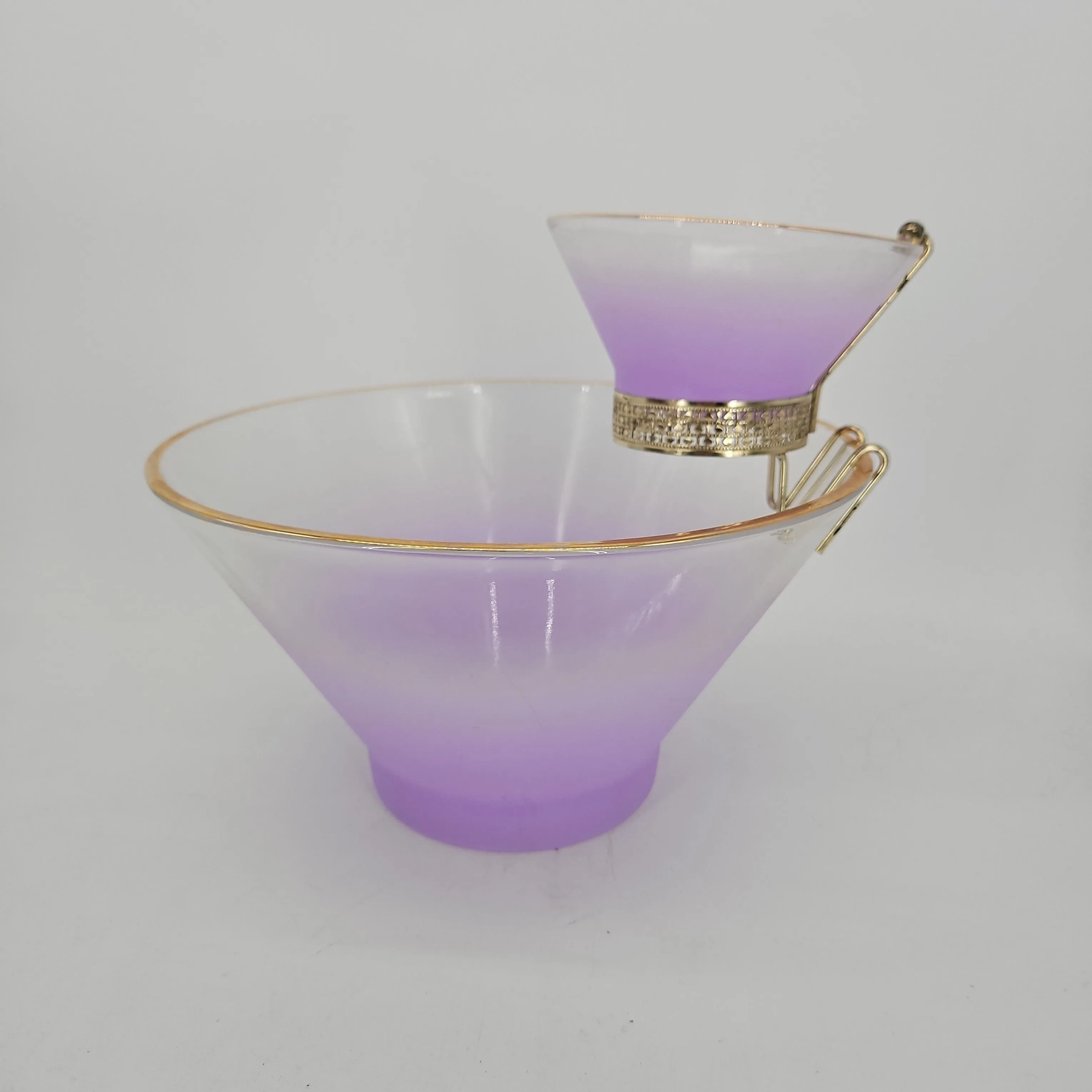 Product image for Vtg Blendo Lavender Chip & Dip Set With Stand