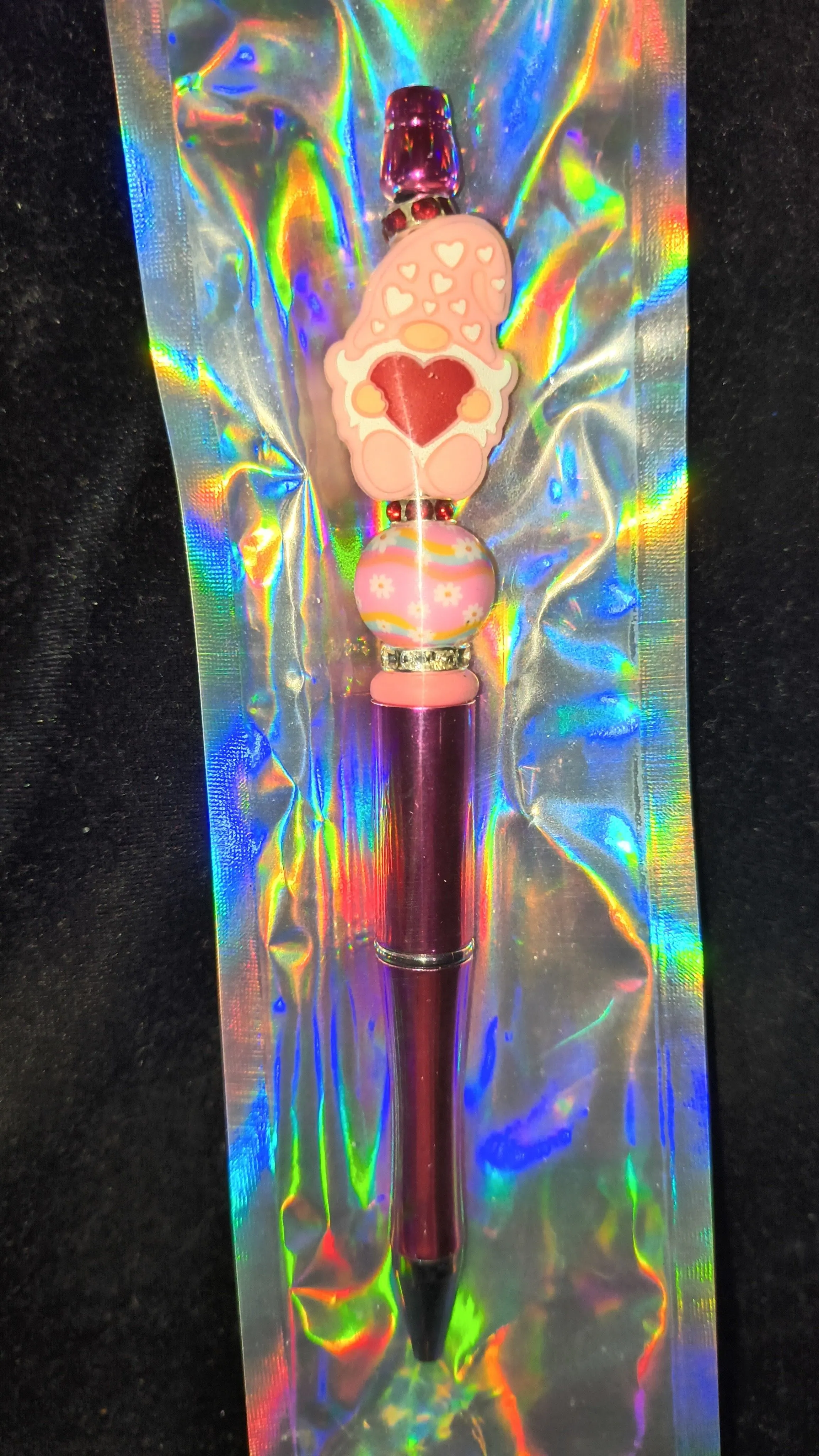 Product image for Beadable Pens - Pink Chrome Bling Love Gnome #63