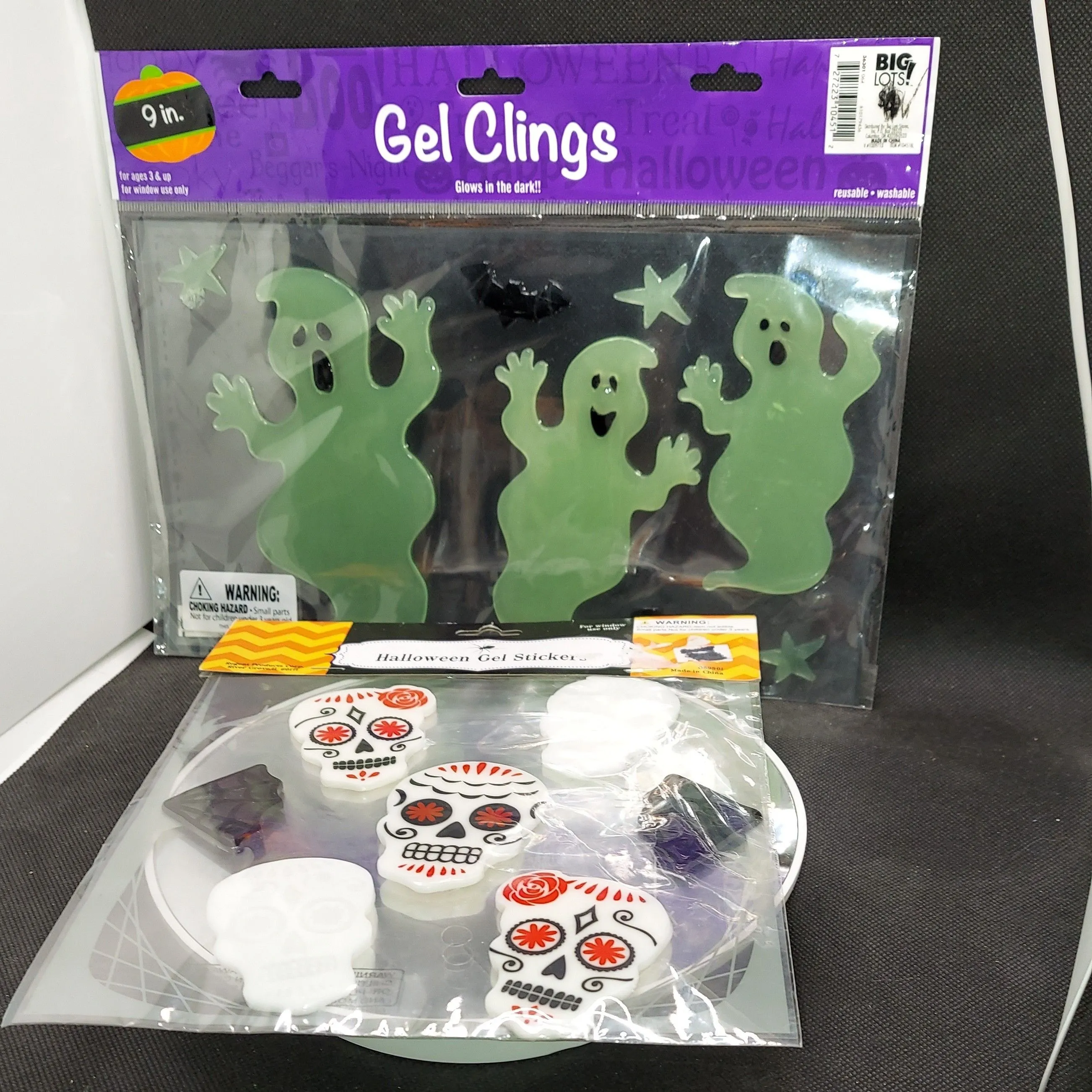 Product image for Halloween 2 NEW Packs of Halloween Window Clings Glow In The Dark Ghosts Bats