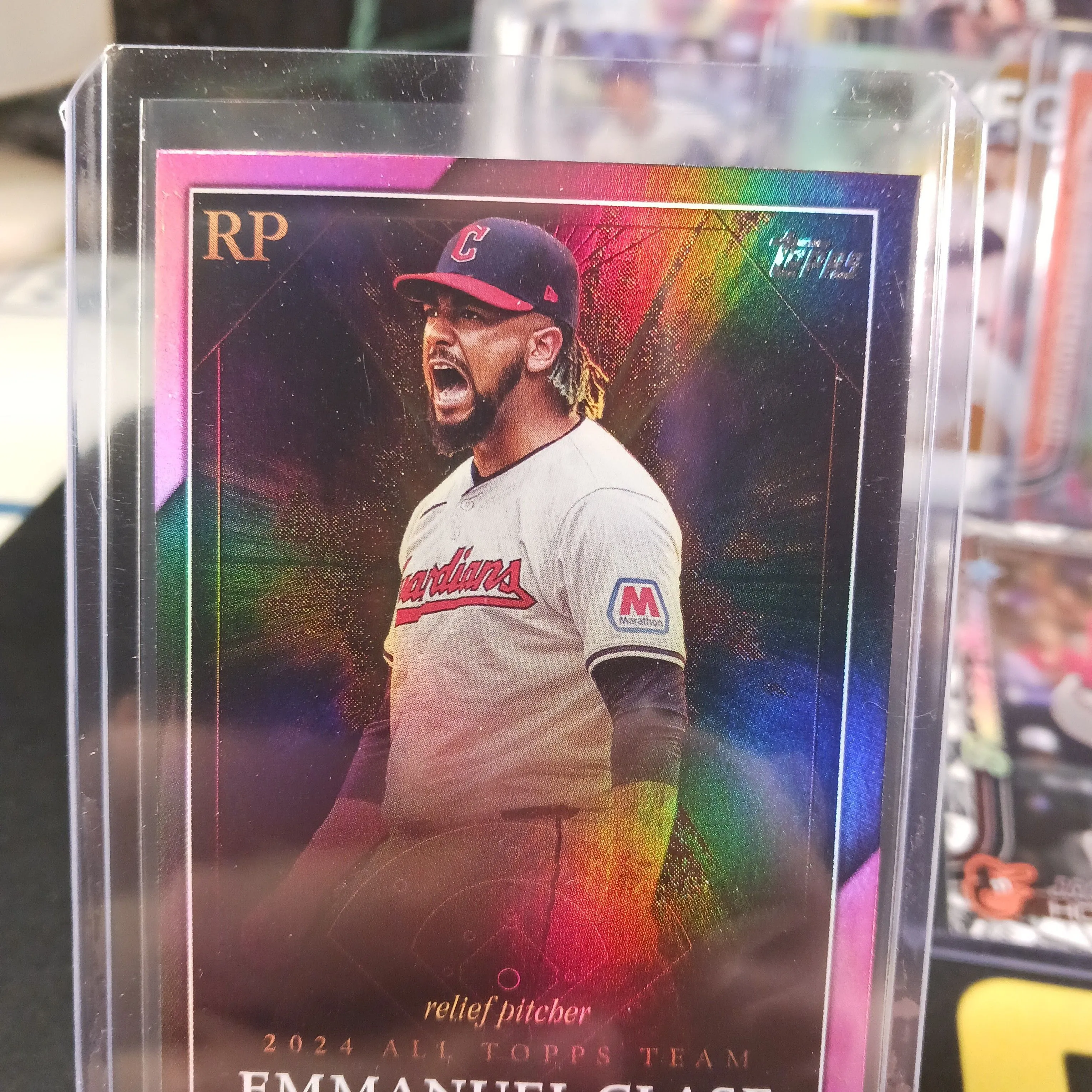 Product image for Emmanuel Clase PINK SP 2025 Topps Series 1 All Topps Team Insert Pink Parallel SP