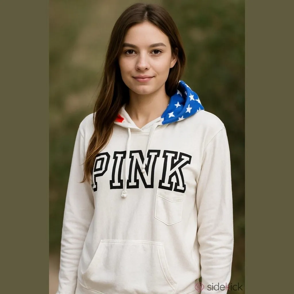 Product image for Women's PINK Hoodie White/Blue/Red XS
