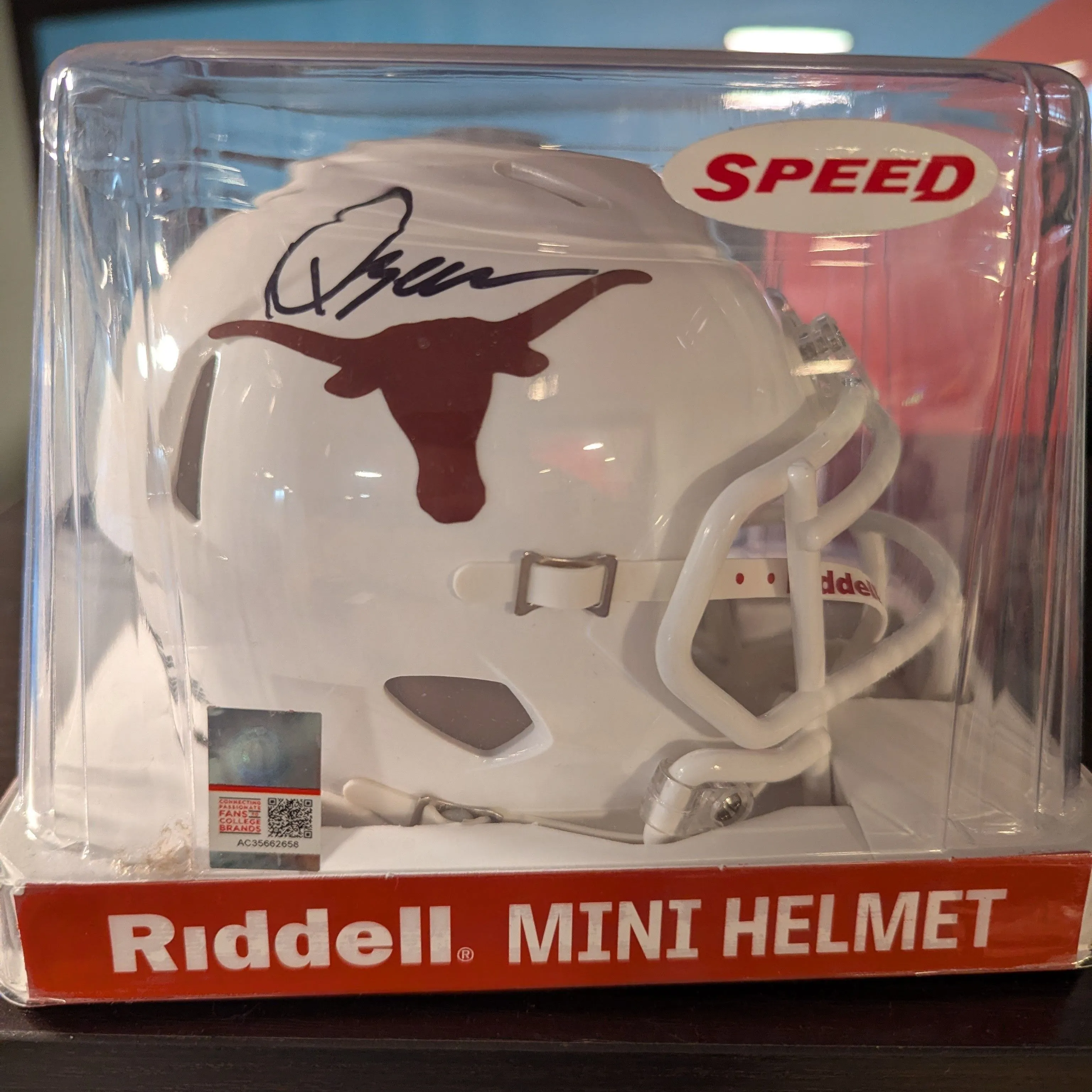 Product image for Quinn Ewers Autographed Texas Mini Helmet 