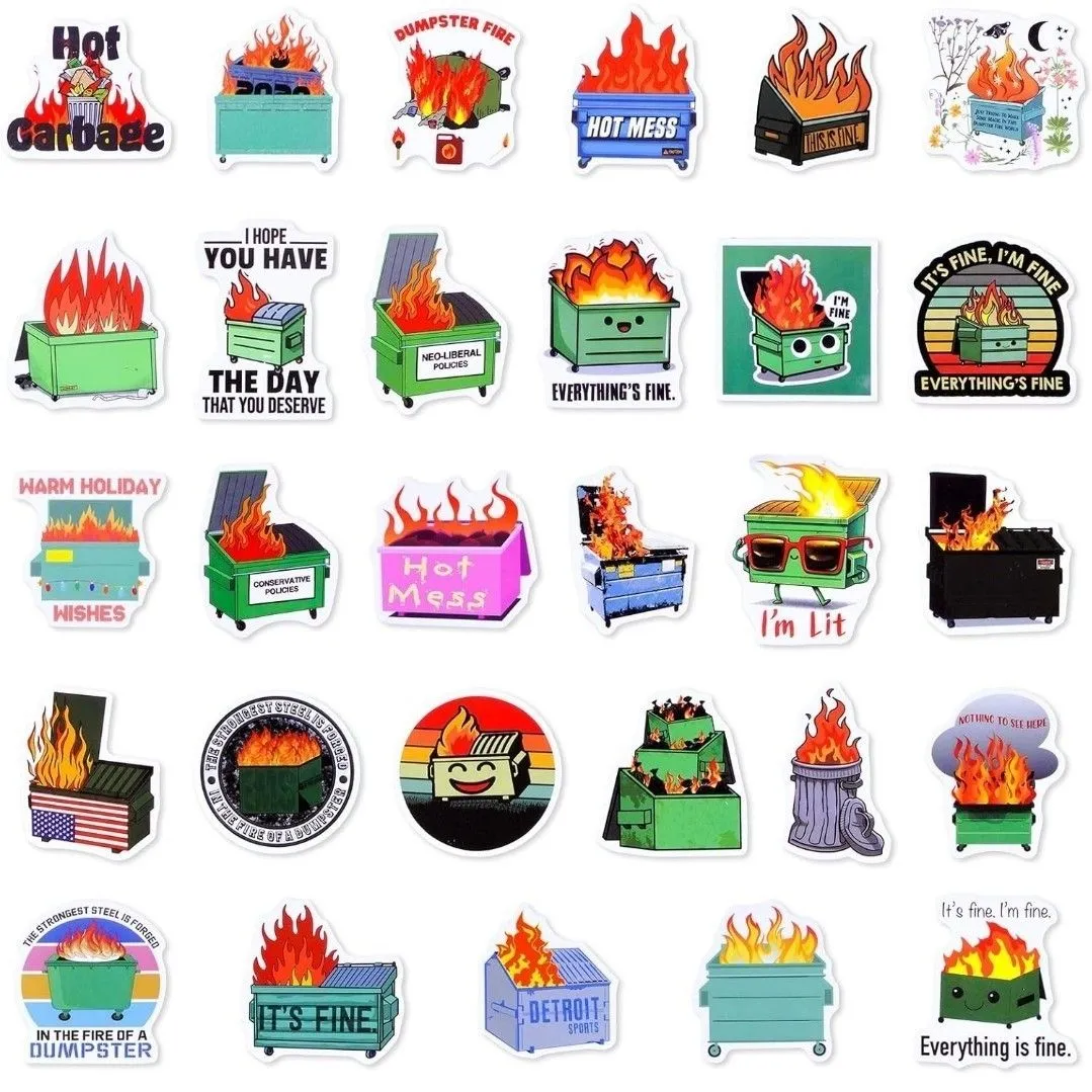 Product image for 2. Help me reach 1,000 sales!! Dumpster Fire Stickers!!