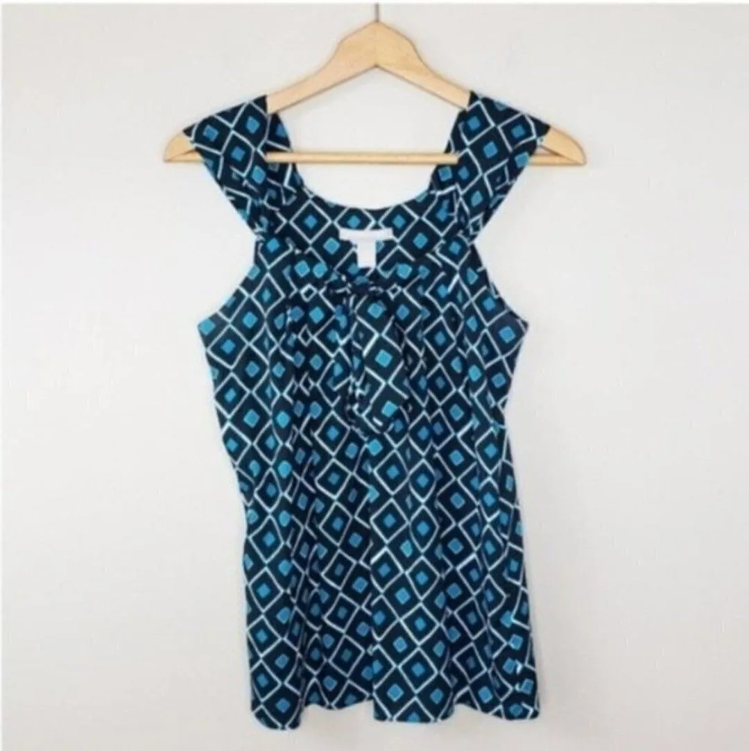 Product image for 038. Banana Republic Factory | Diamond Print Tie Neck Tank Blouse.