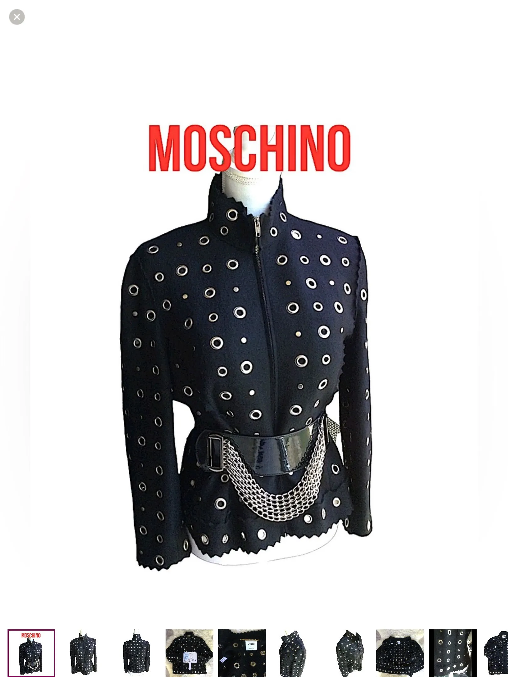 Product image for Vintage Moschino Black & Silver Grommet Jacket