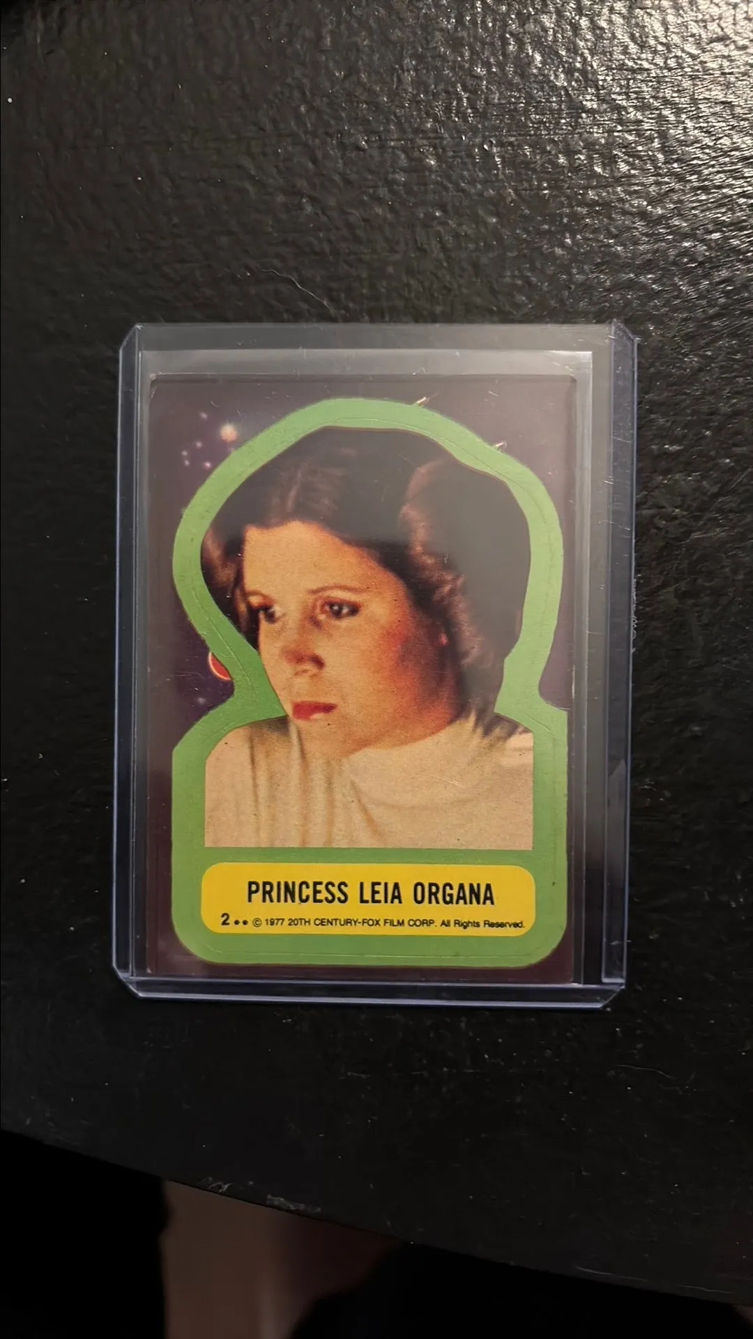 Product image for Princess Leia Organa 1977 Topps Star Wars Sticker Card.