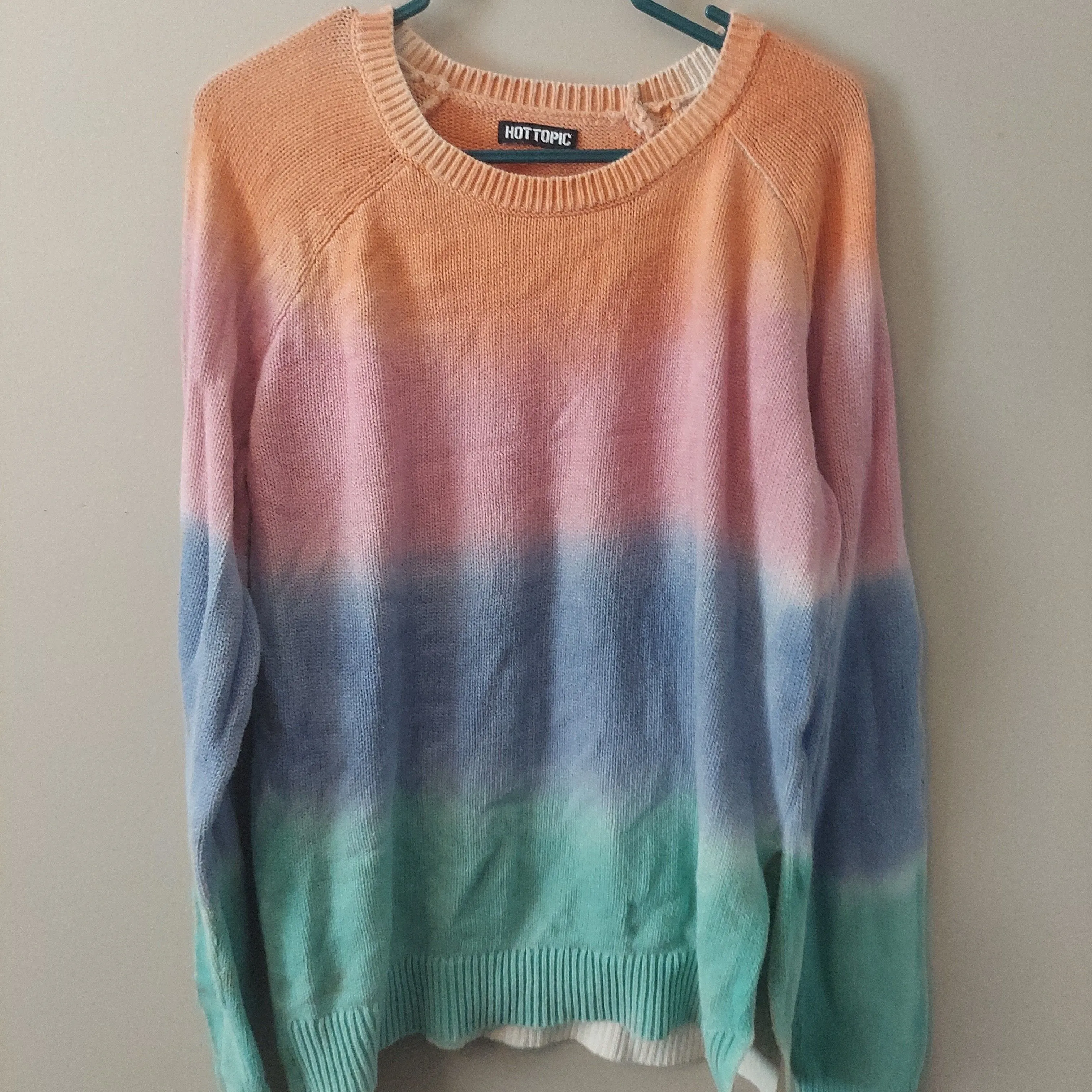 Product image for Size Large Hot Topic dip dyed rainbow sweater