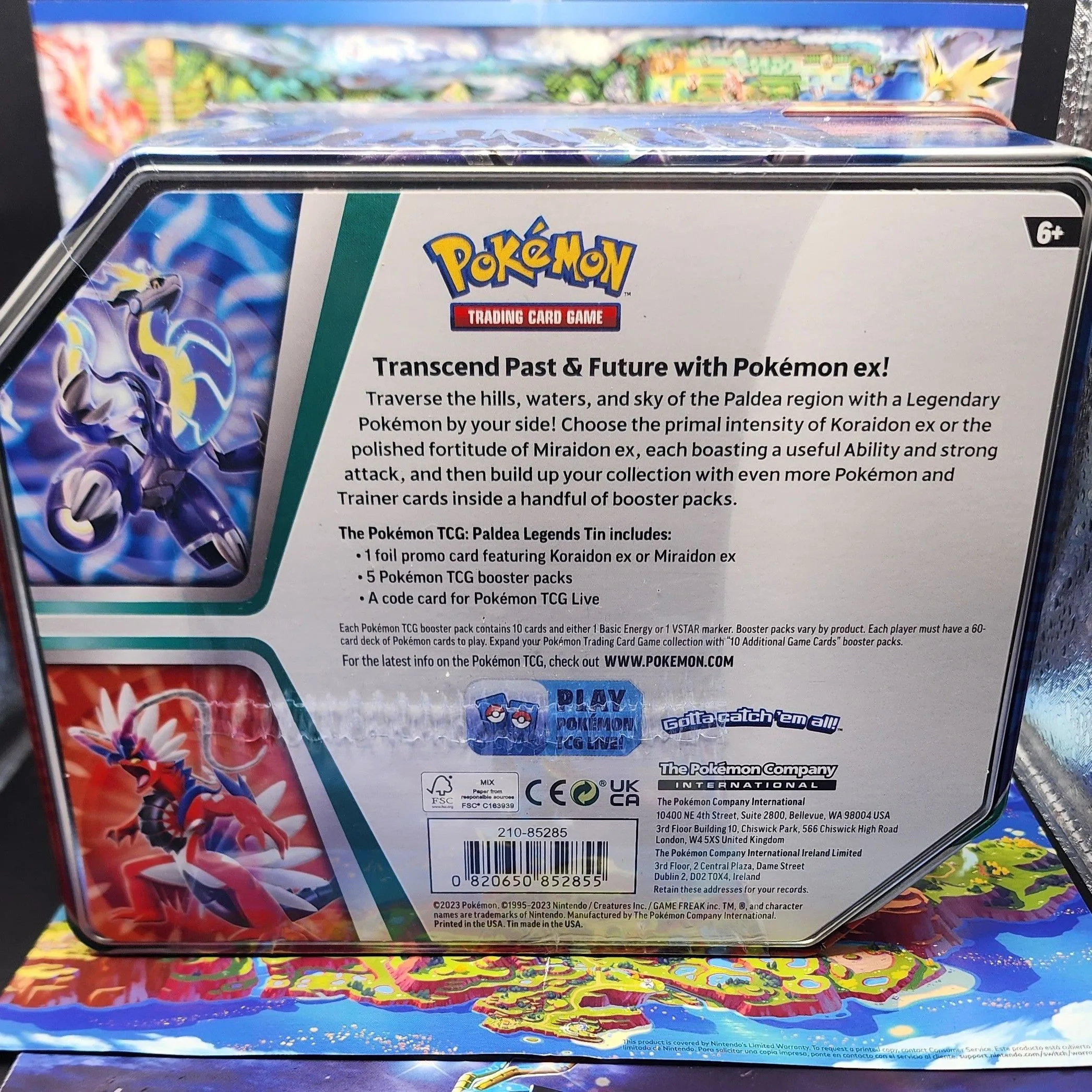 Booster Pack Collection Tins Pokmon Trading Card Game Paldea Legends Tins  With Koraidon Ex Or Miraidon Ex Promo Cards
