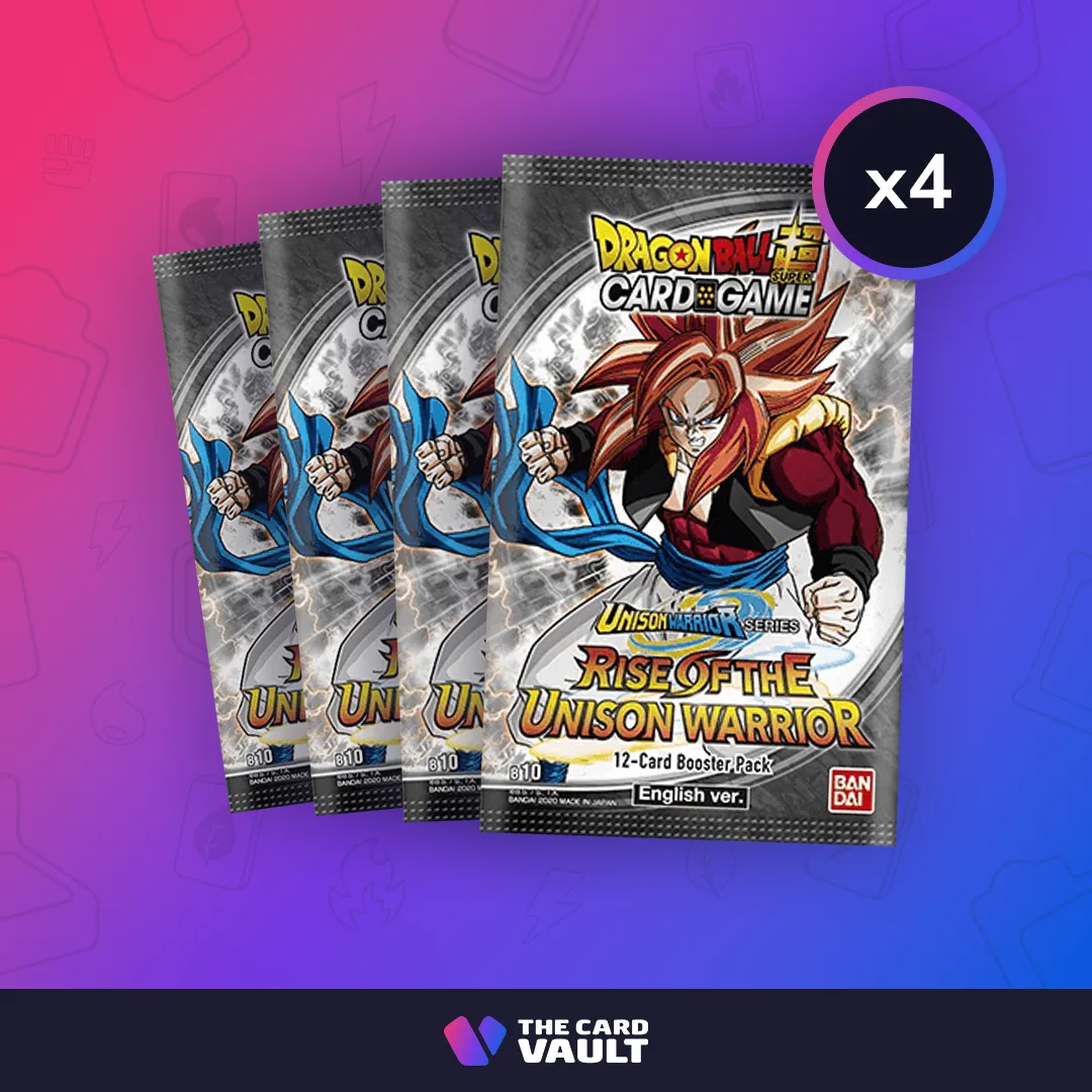 Product image for 4 x Dragon Ball Super CG: Unison Warrior Series - Rise of the Unison Warrior (DBS-B10) Booster Pack (2nd Edition)
