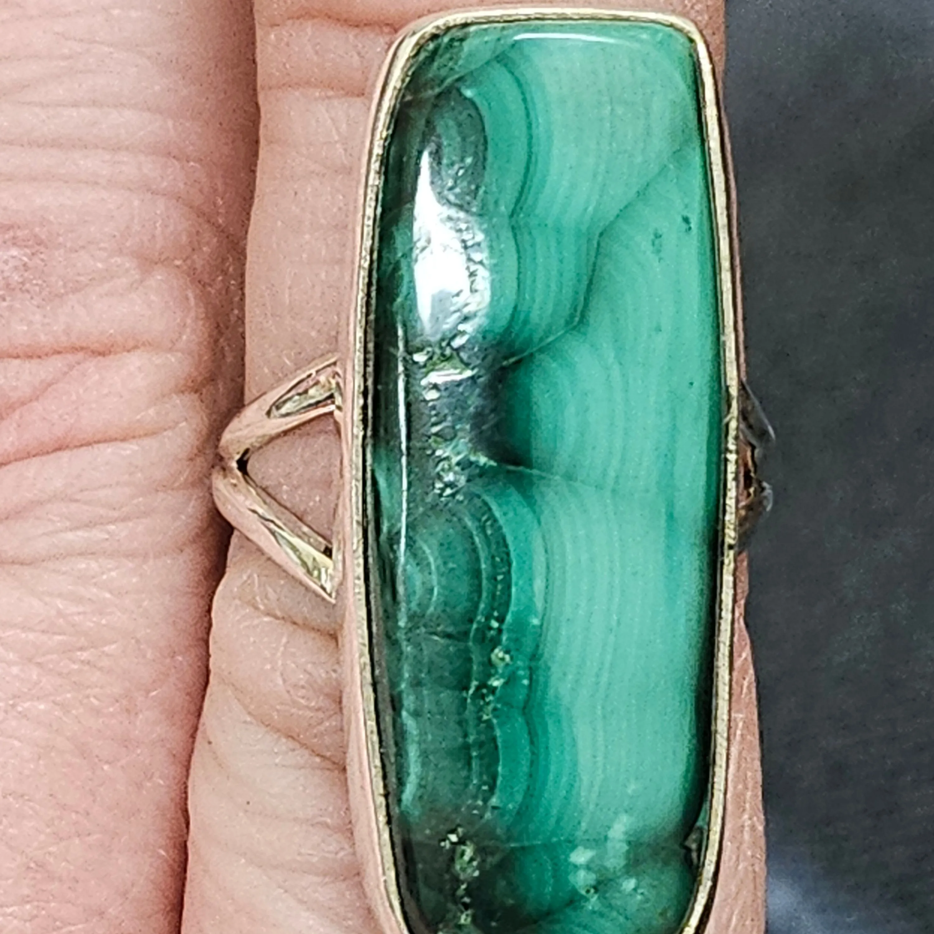 Product image for Sterling Silver Split Shank Malachite Ring