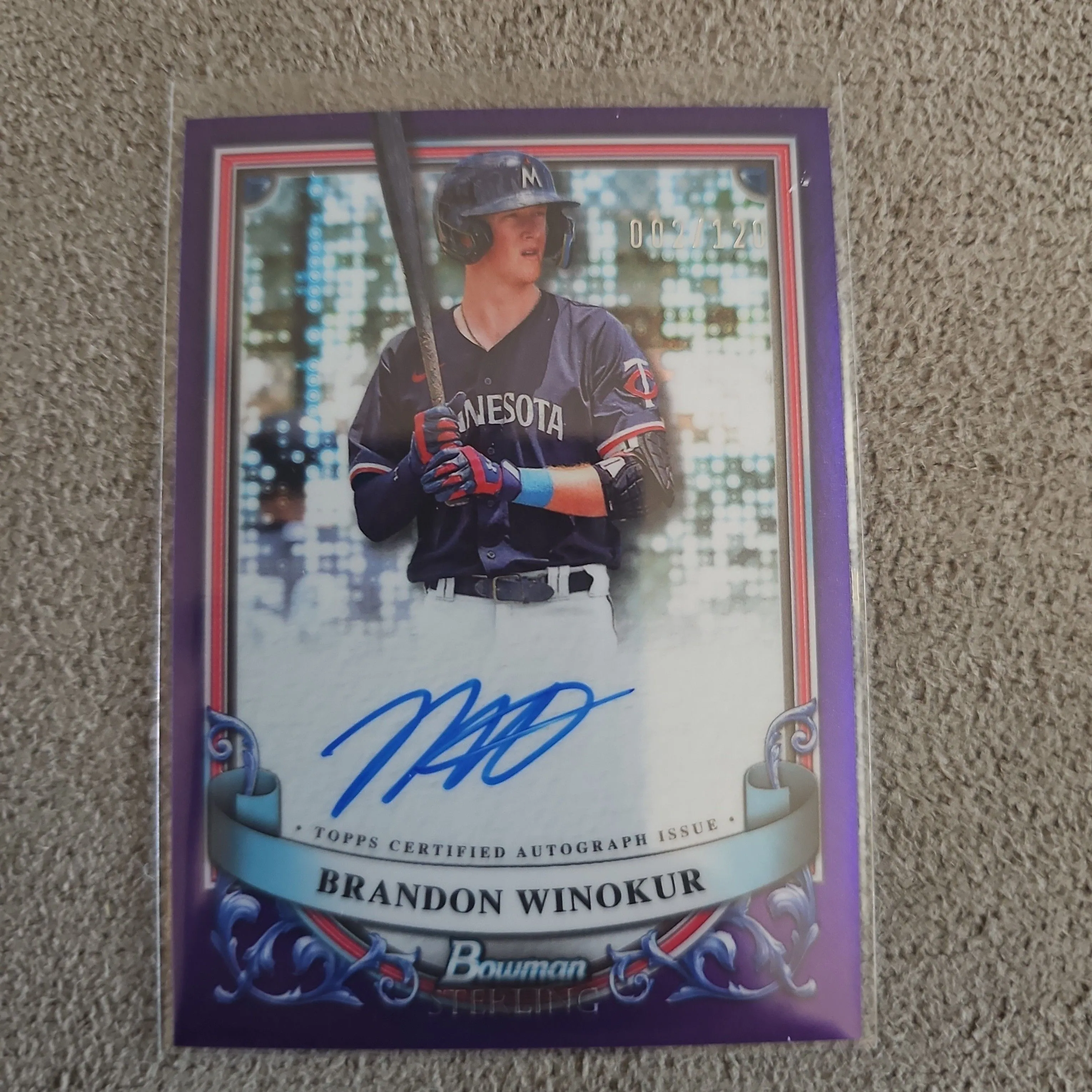 Product image for Brandon Winokur - /120 Purple Refractor Auto 2024 Bowmam Sterling - Twins