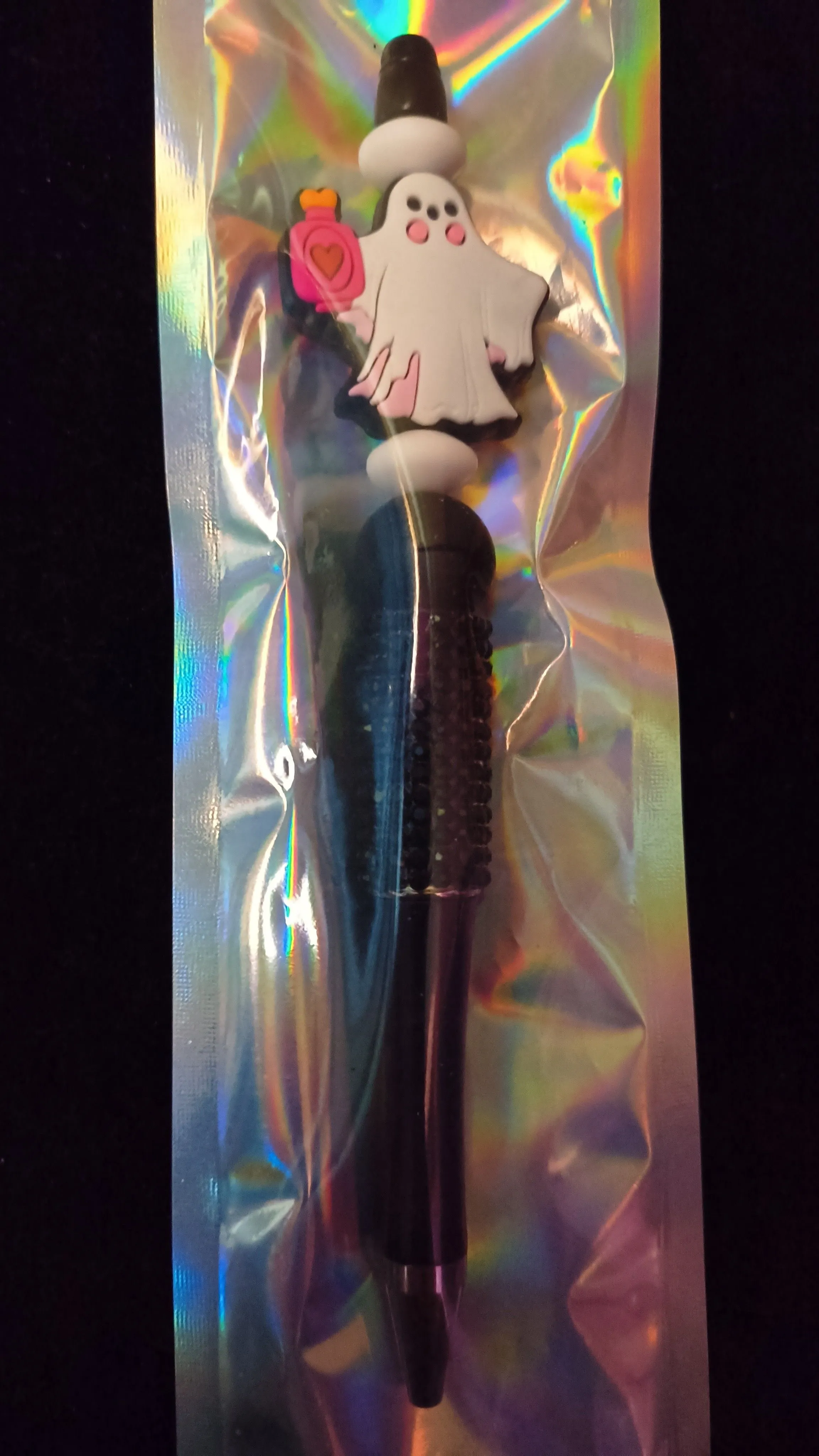 Product image for Beadable Pens - Black Glitter Crystal Ghost #102
