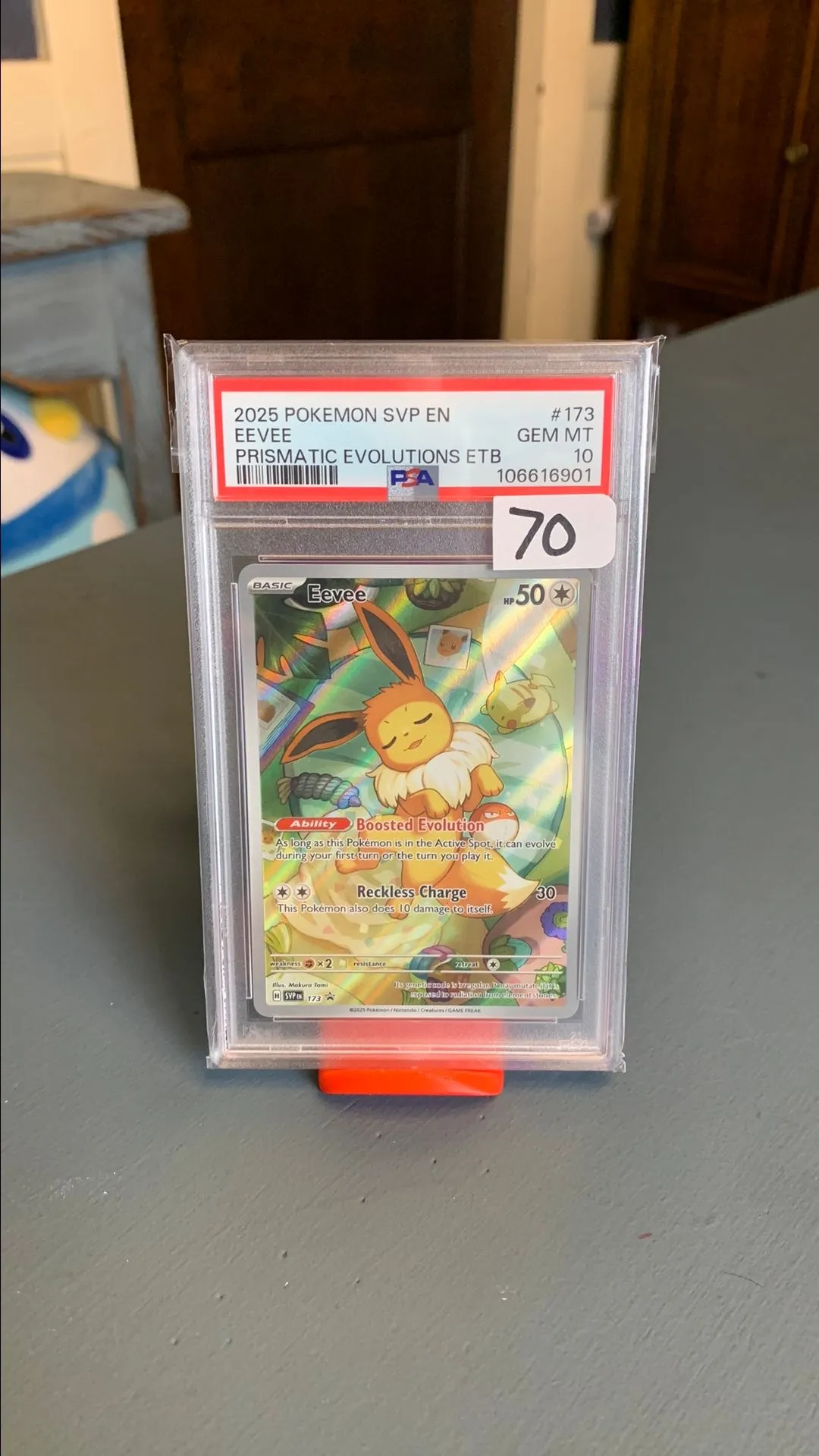 Product image for PSA 10 Eevee Prismatic Evolutions ETB Promo #173