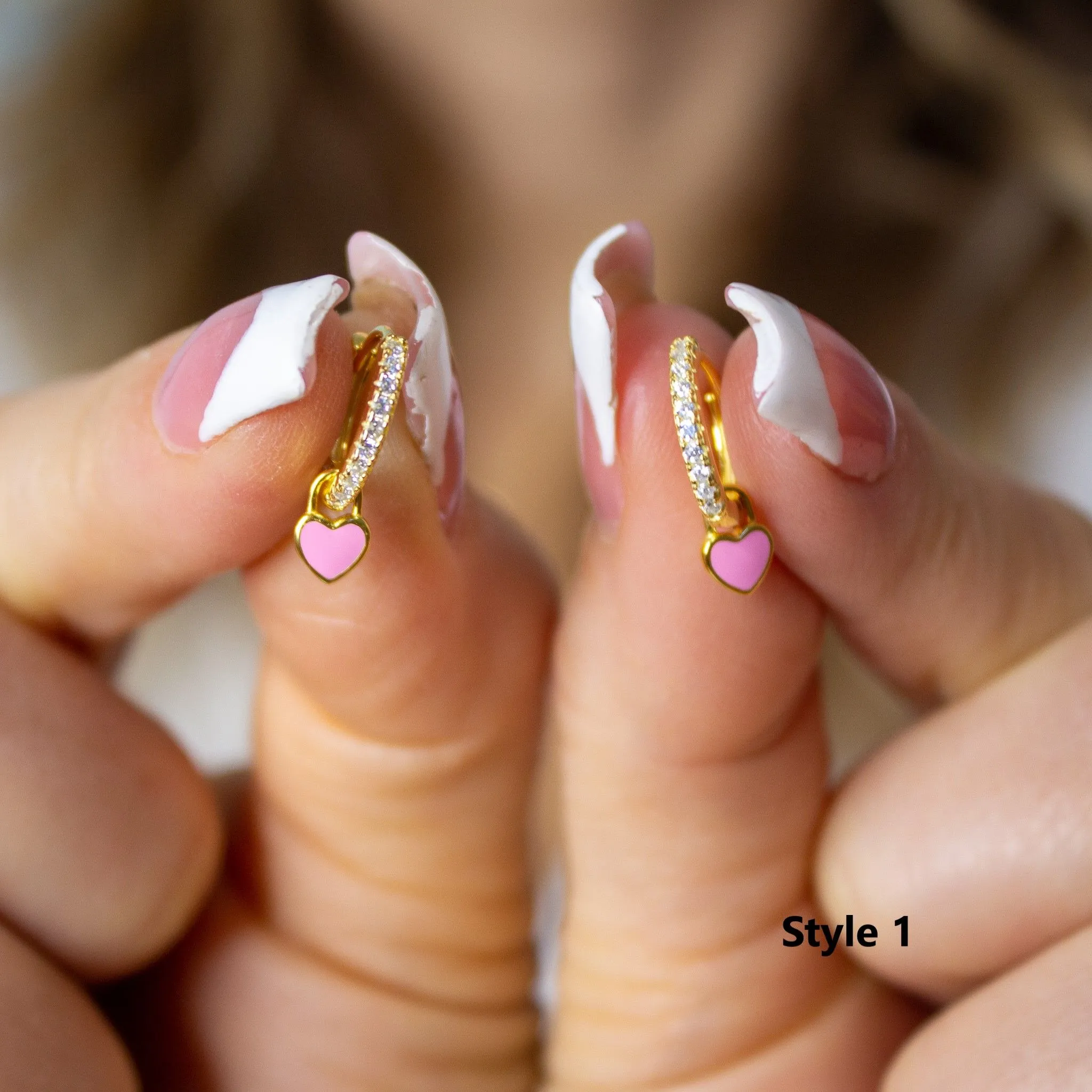 Product image for Huggie Hoops with Removeable Charm-Sterling silver