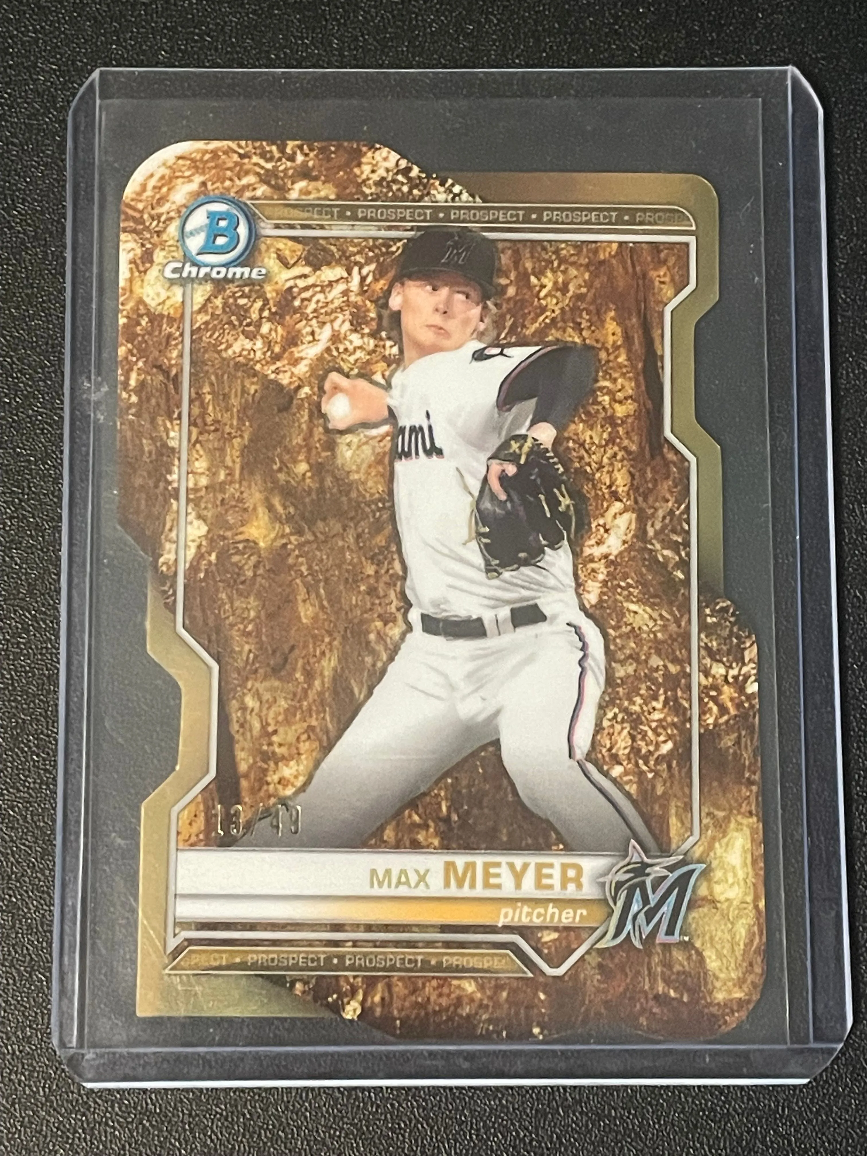 Product image for 2021 Bowman Chrome Draft Gold Nugget Max Meyer #13/49 - Miami Marlins