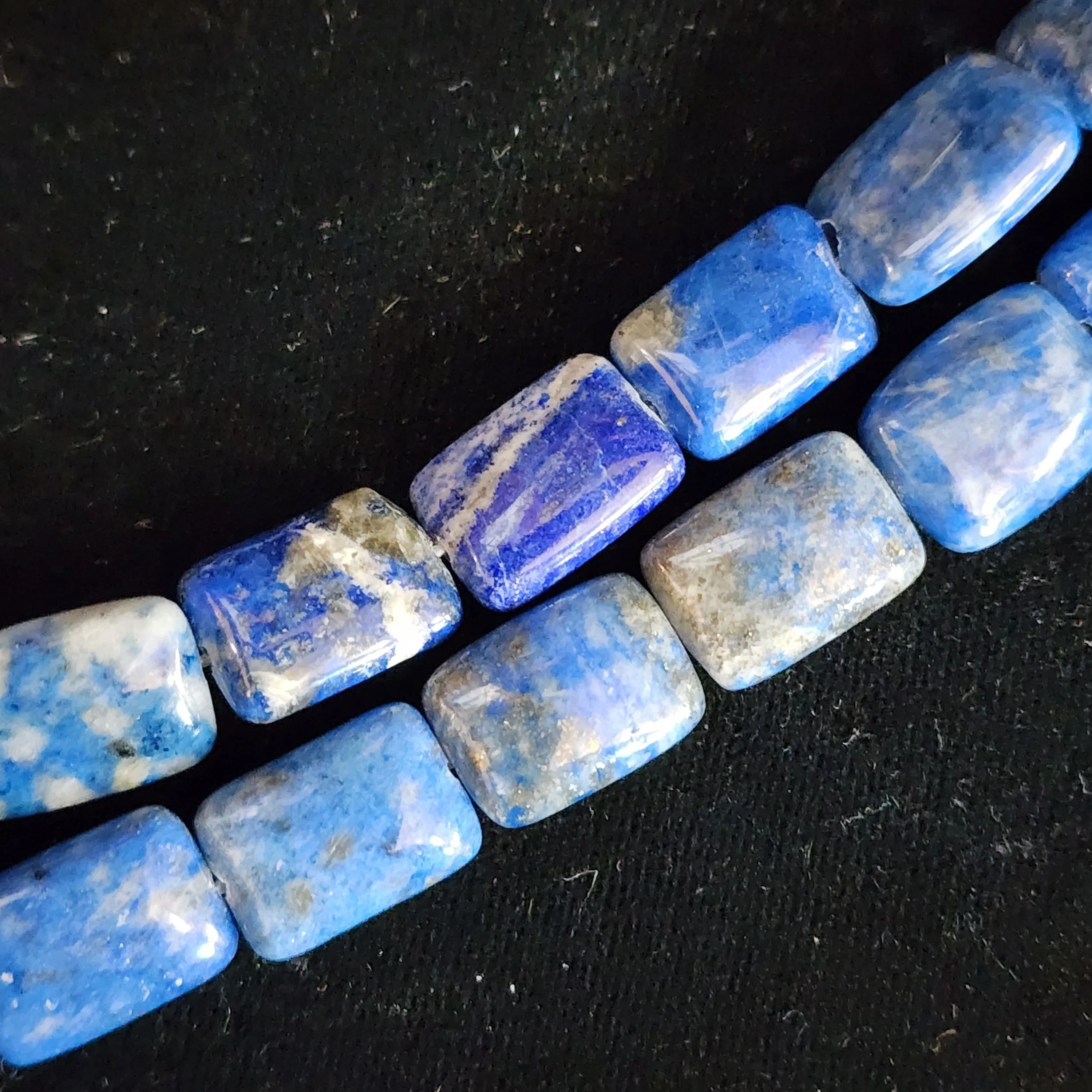 Product image for #17E: Denim Lapis Thin Pillow Beads, 14x10mm