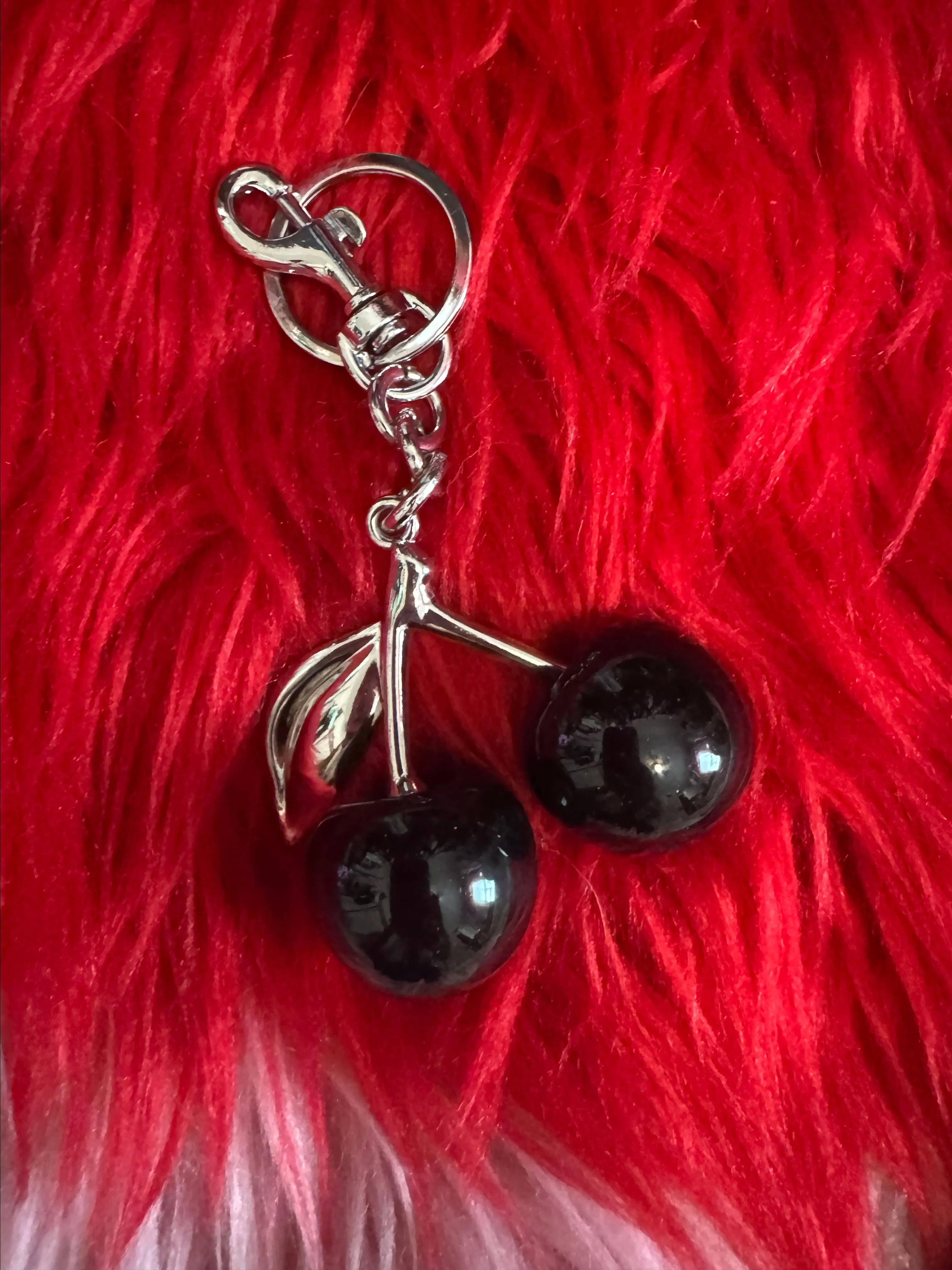 Product image for Cherries keychain purse charm