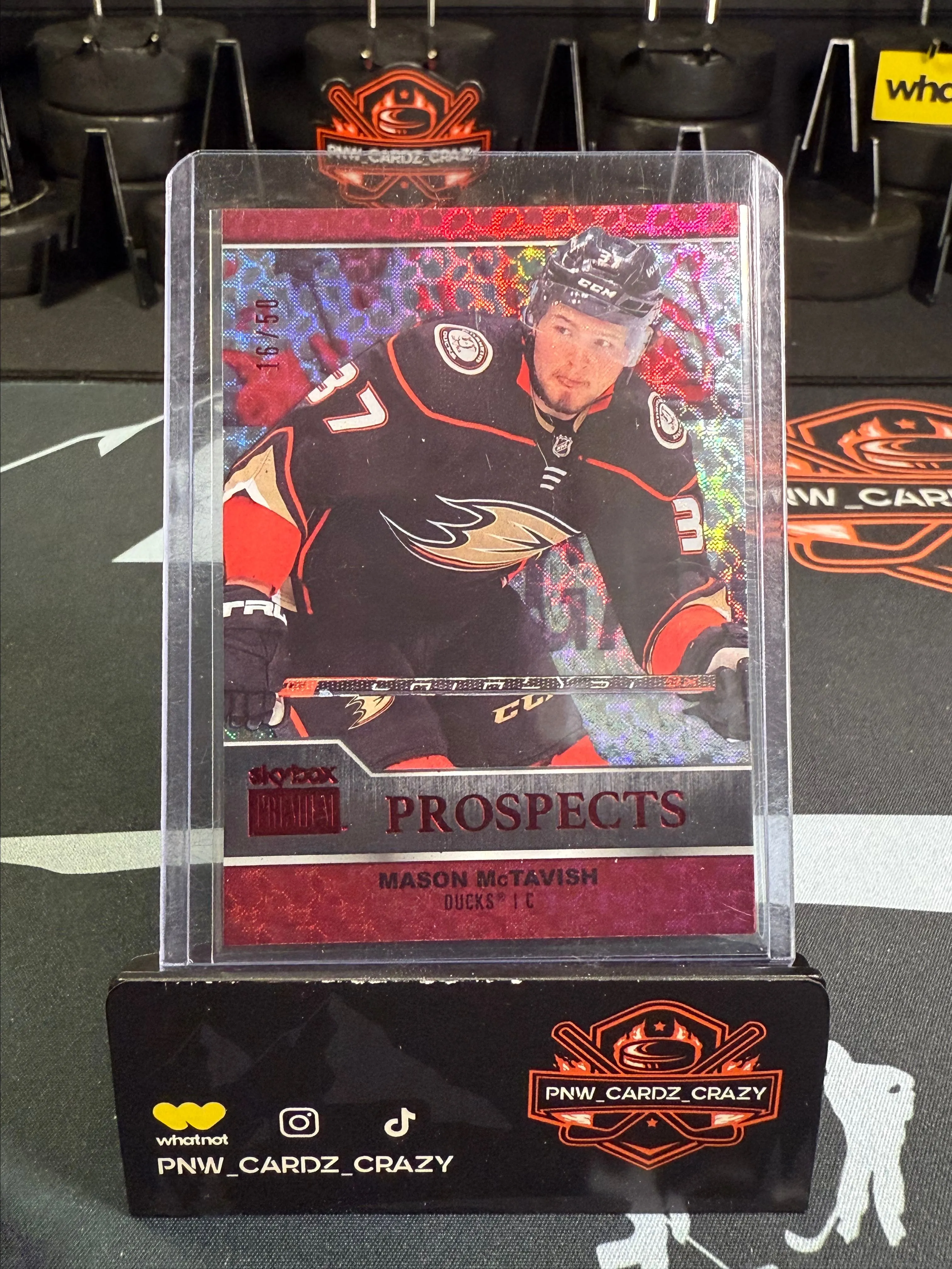 Product image for 2021-22 Skybox Metal Universe Star Rubies /50 Mason McTavish #PP-2 Rookie RC