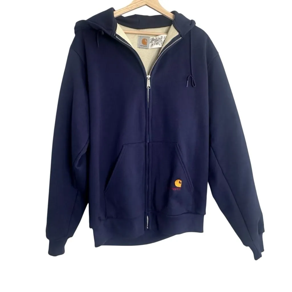 Product image for Vintage 90s Carhartt  Navy Blue Zip Up Hoodie Thermal Lined size XLT