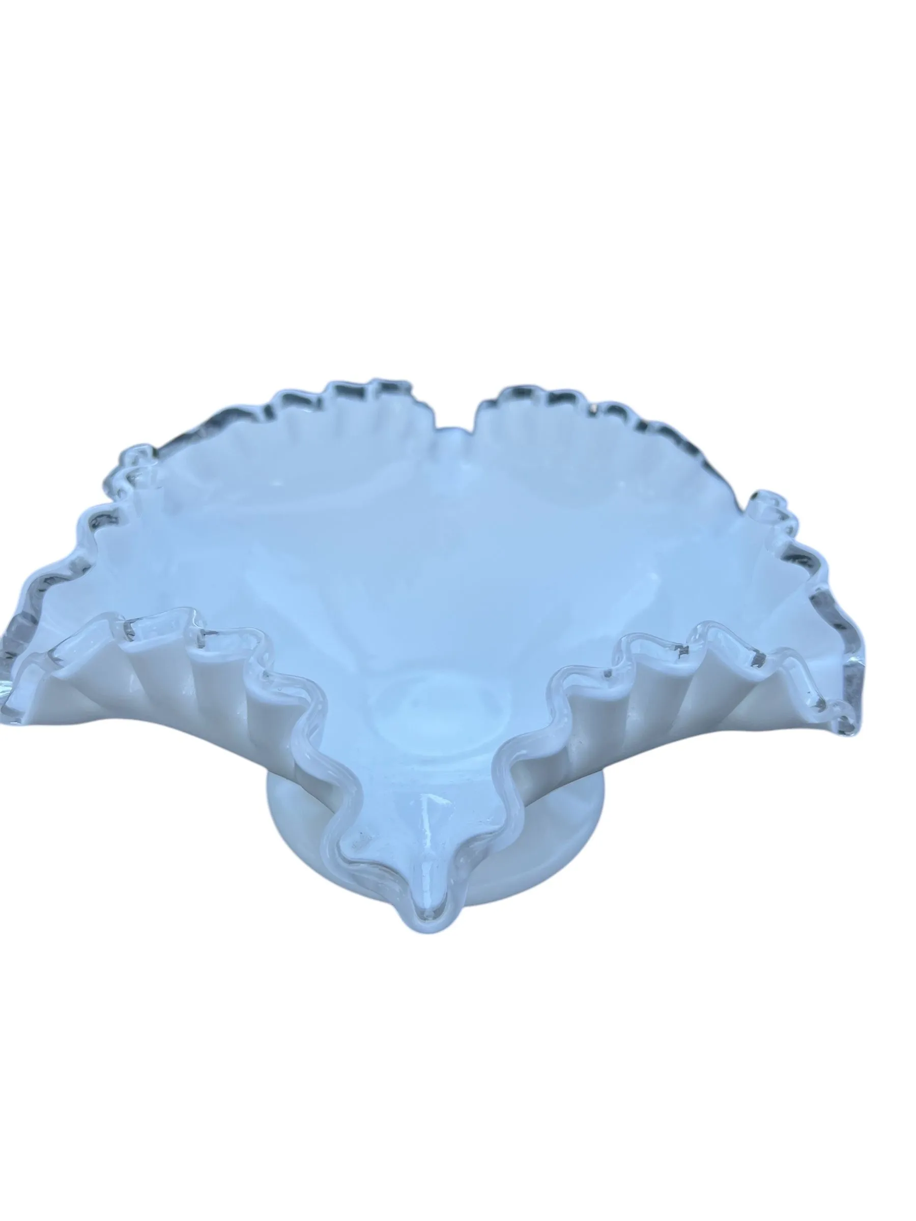 Product image for Fenton Silver Crest Milk Glass Bowl 9.5" White Vintage Shabby Chic Boho