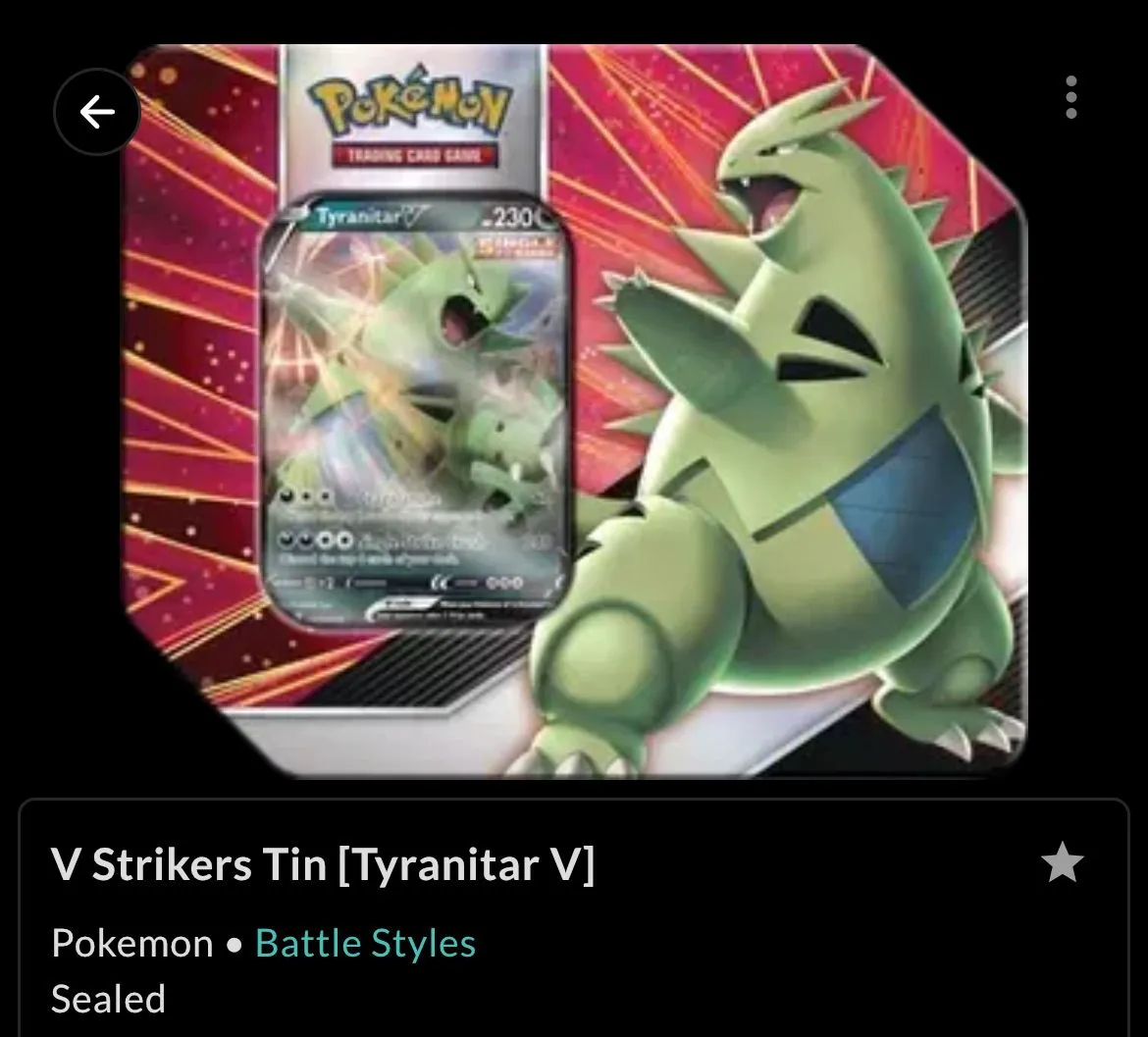 2021 Tyranitar V Strikers Tin (5 Packs) SEALED  Whatnot: Shop, Sell,  Connect