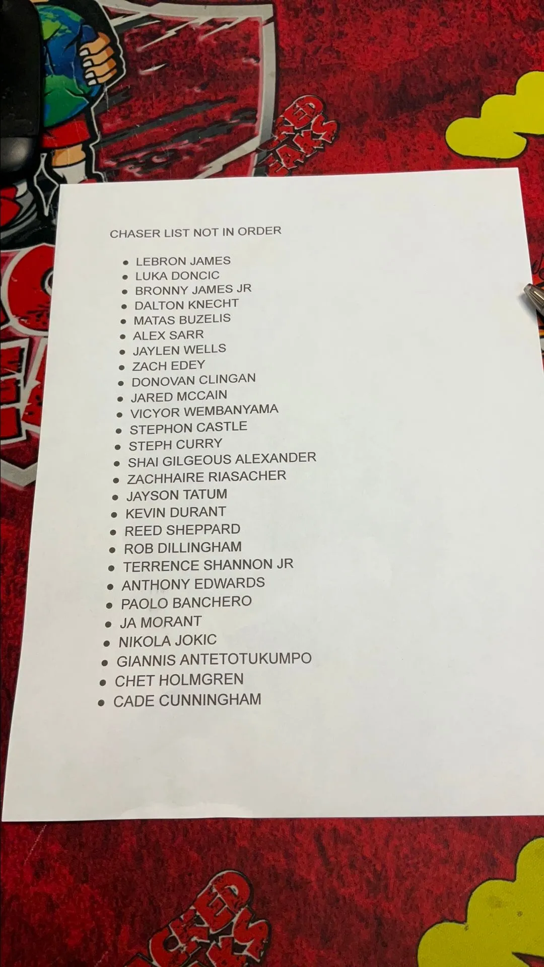Product image for CHASER LIST NOT IN ORDER