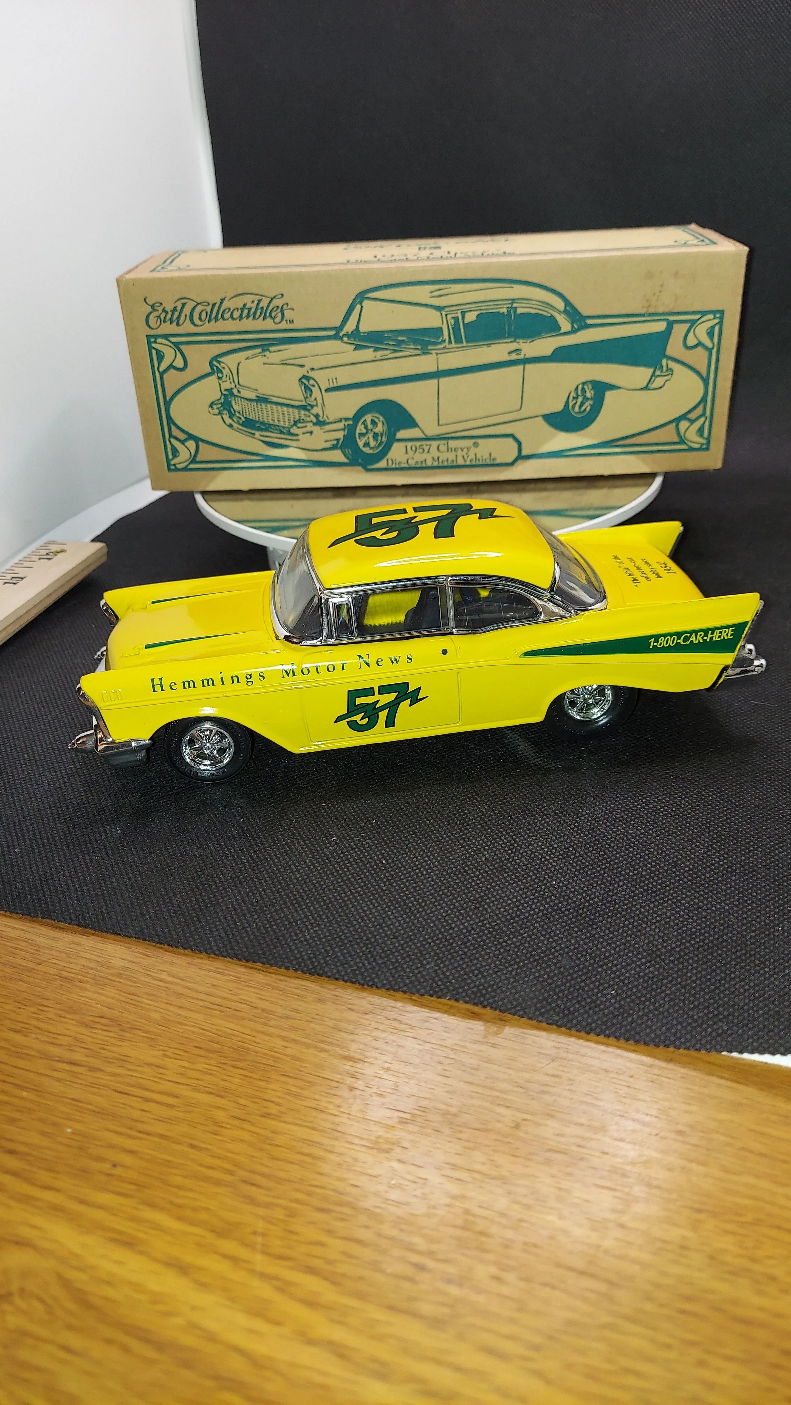 Product image for NEW ERTL 1957 CHEVY Die-Cast Metal YELLOW Model Car With BOX Collectible Father's Day Gift 