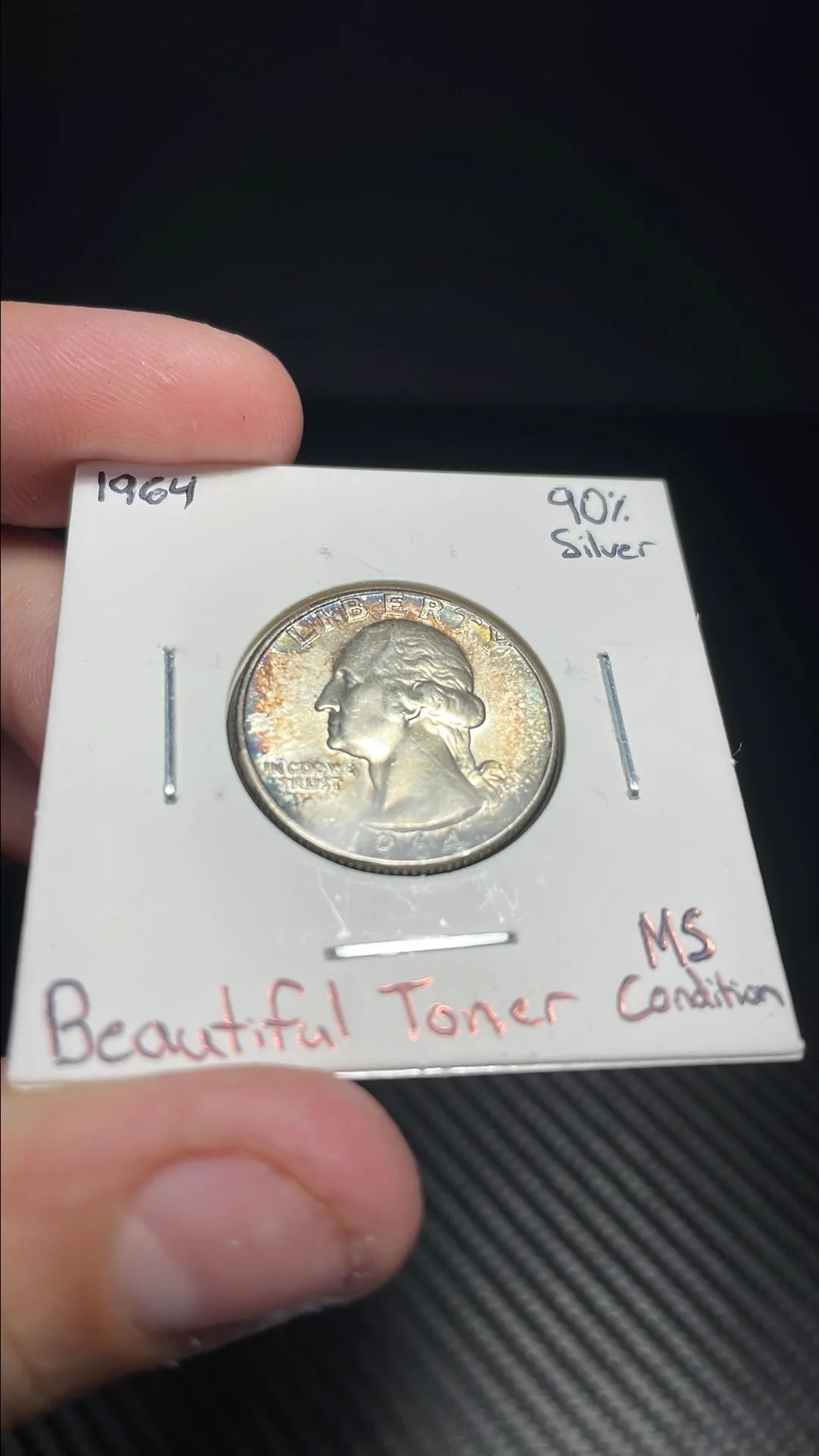 Product image for Multi Color Toned 1964 90% Silver Quarter