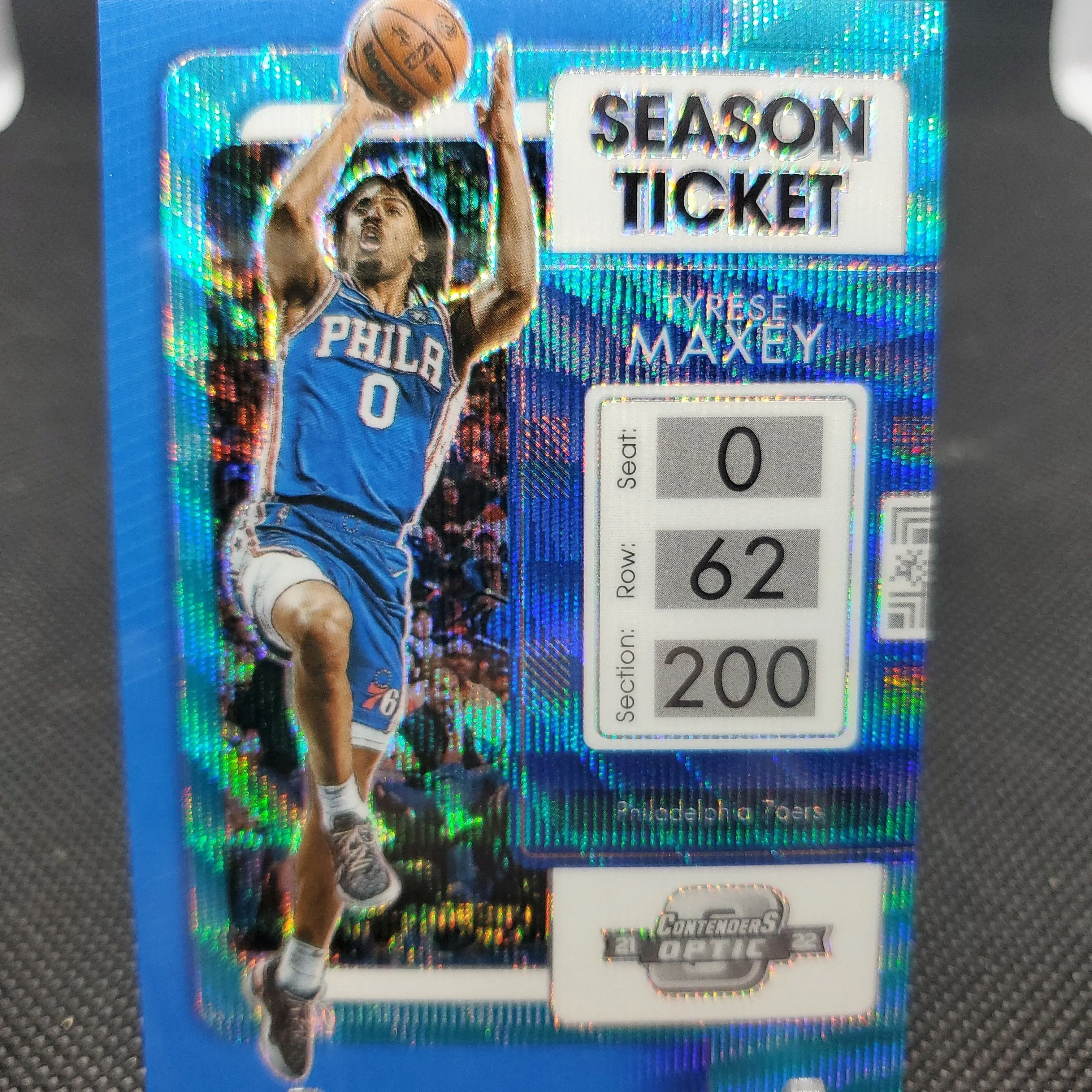 Product image for 2021 Contenders Optic Blue Wave SSP /45 Tyrese Maxey 76ers