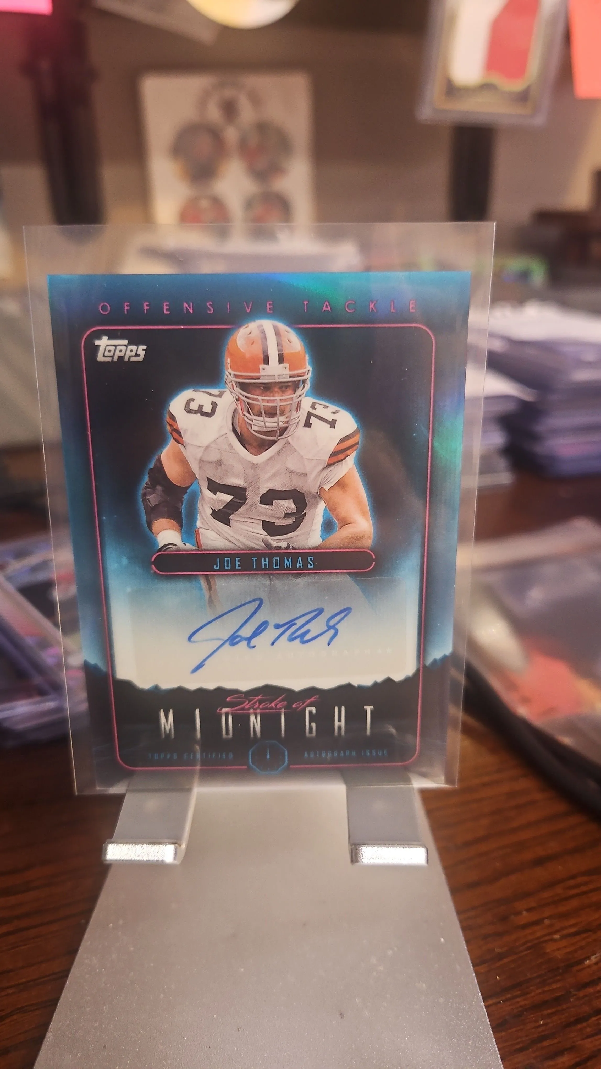Product image for JOE THOMAS Auto NFL HOF - 2024 Topps Midnight Stroke of Midnight Autograph card...Browns