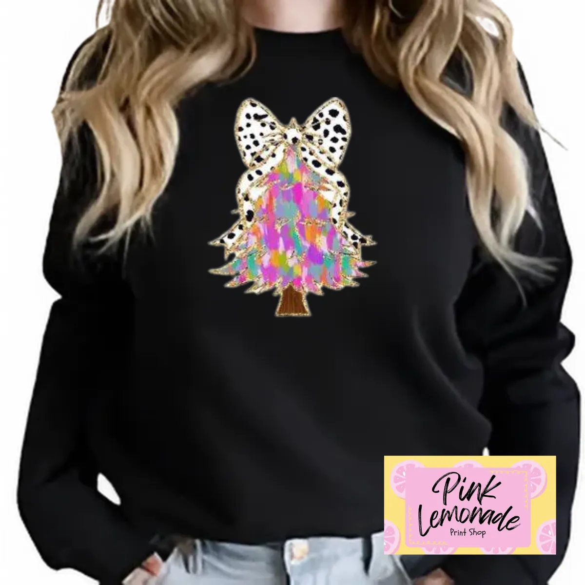 Product image for Christmas Tree Paint Strokes (Black Sweat Shirt)