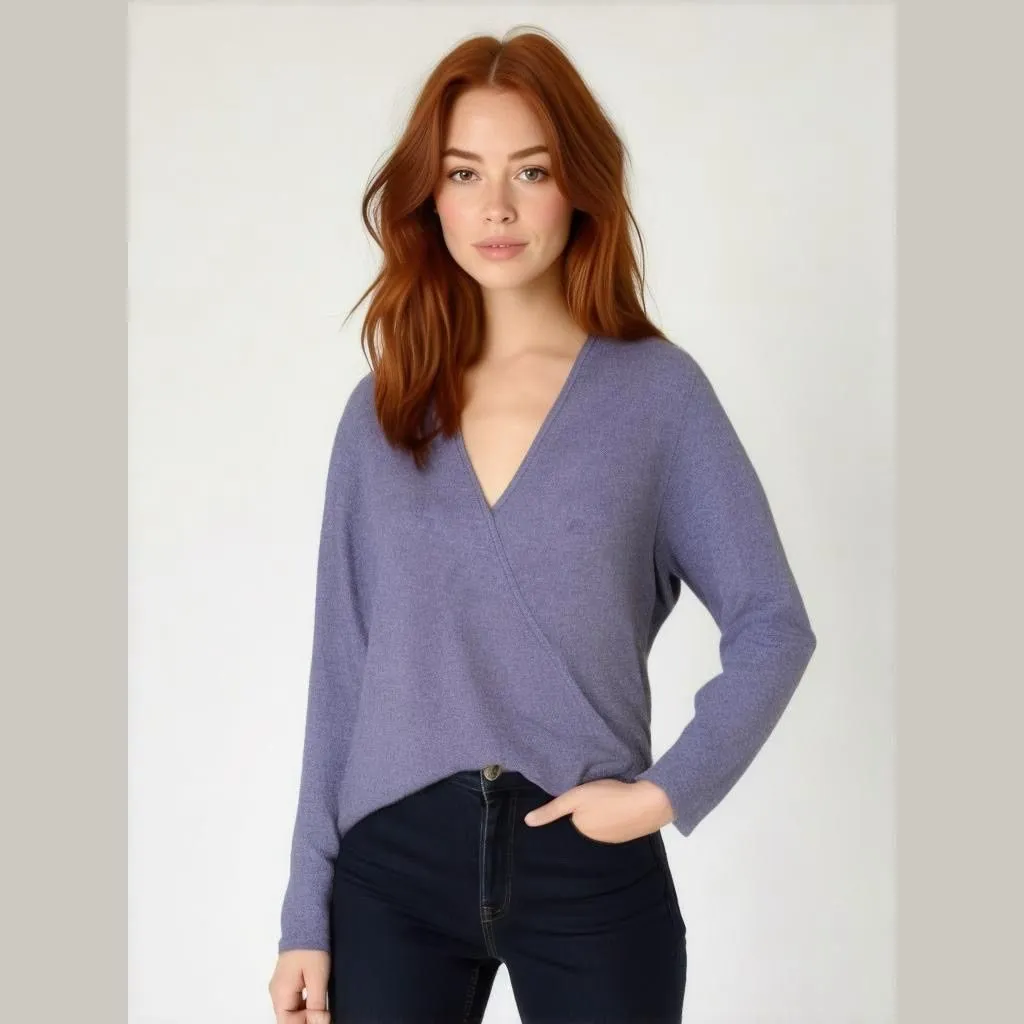 Product image for Women's Knit & Love Purple Wrap Sweater Size XL