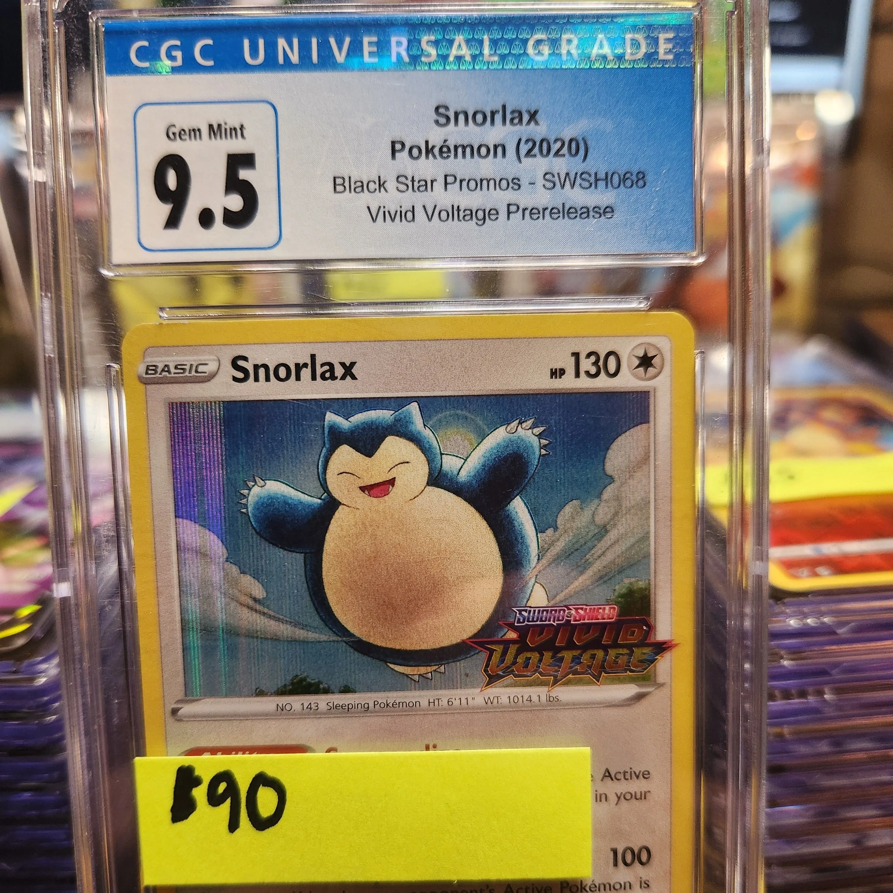 Product image for CGC gem Mint 9.5 snorlax black star promo vivid voltage stamped prerelease