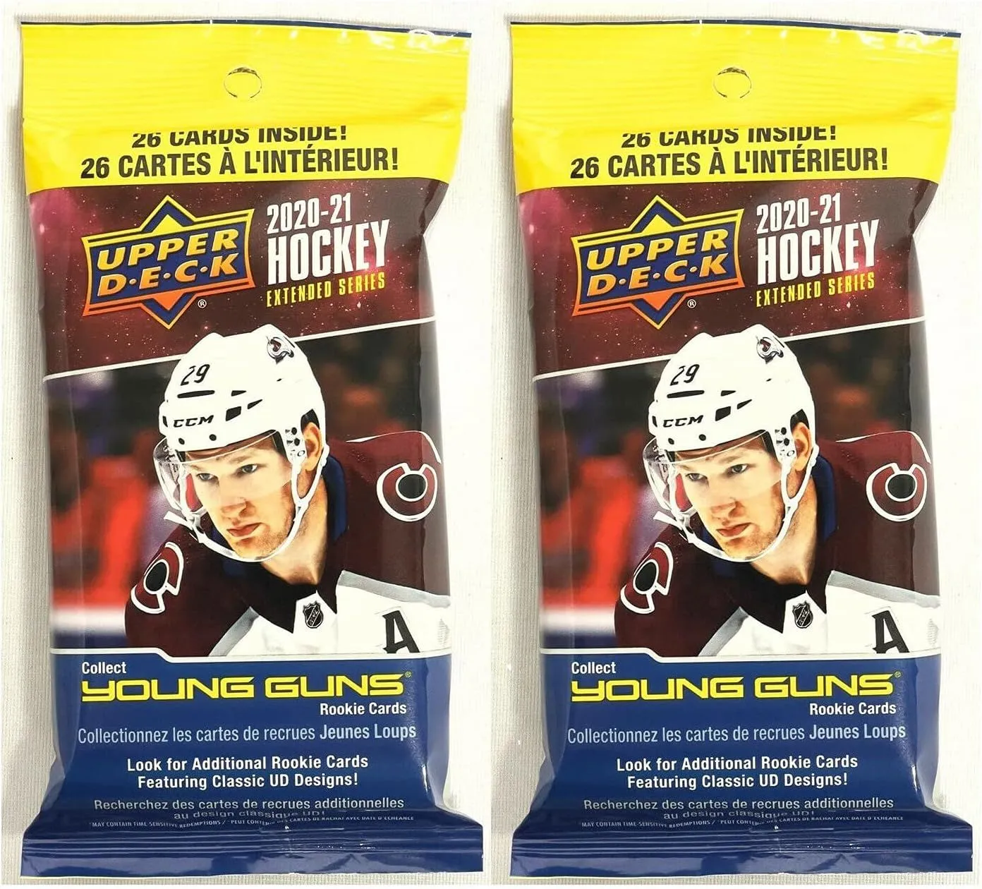 Product image for (2 Packs) 2020/21 Upper Deck NHL Hockey Extended Series - 26 Cards Per Pack - 52 Cards Total - Look for Young Guns!