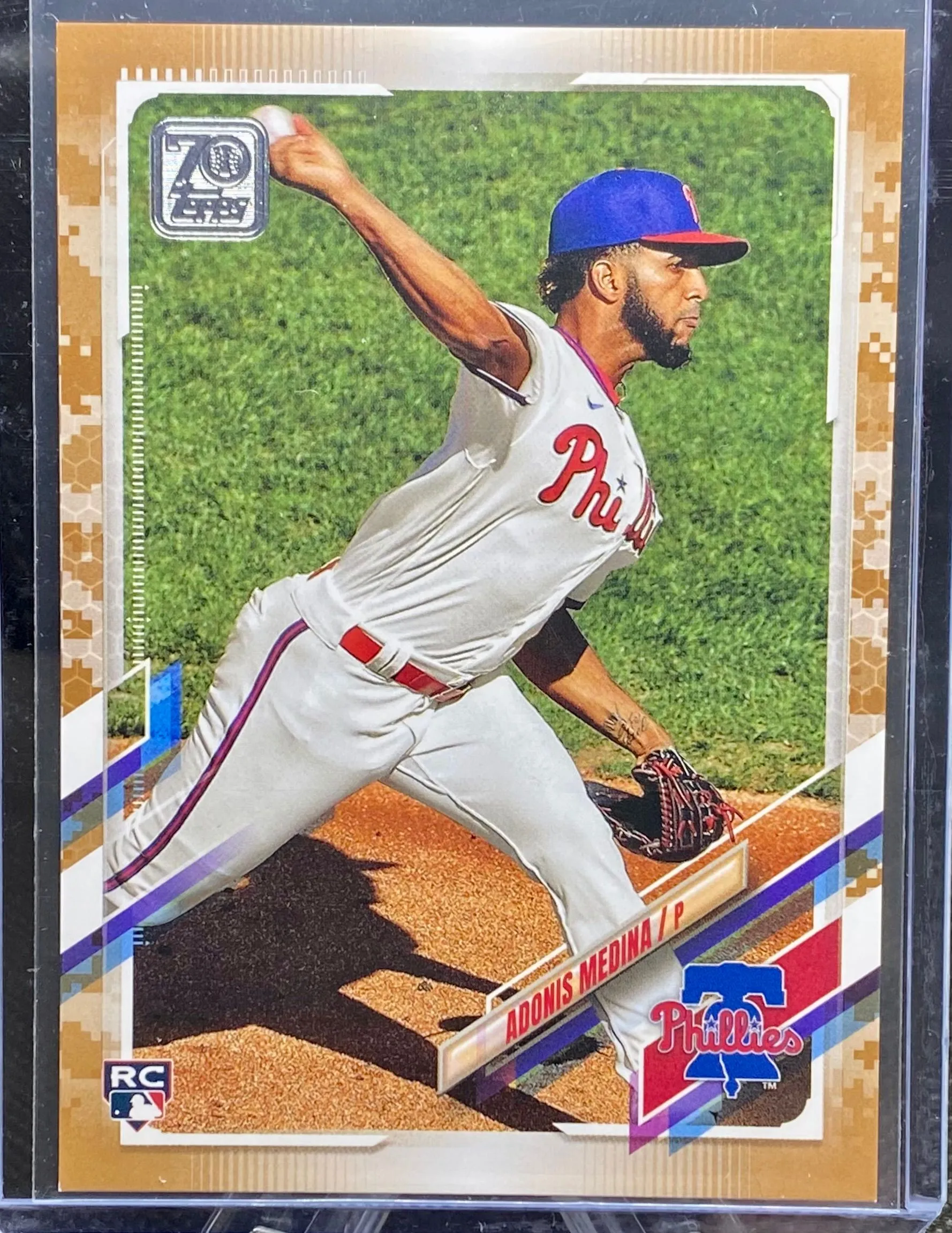 Product image for ADONIS MEDINA (RC) ~ 2021 Topps Series 2 Baseball Camo Parallel #510 SSP #'d 14/25 [Philadelphia Phillies]